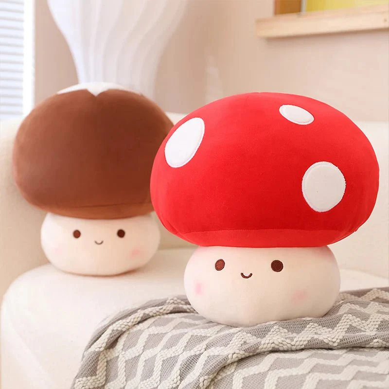 Kawaii Mushroom Plush Pillow - Soft Decorative Doll for Cozy Bedroom Decor