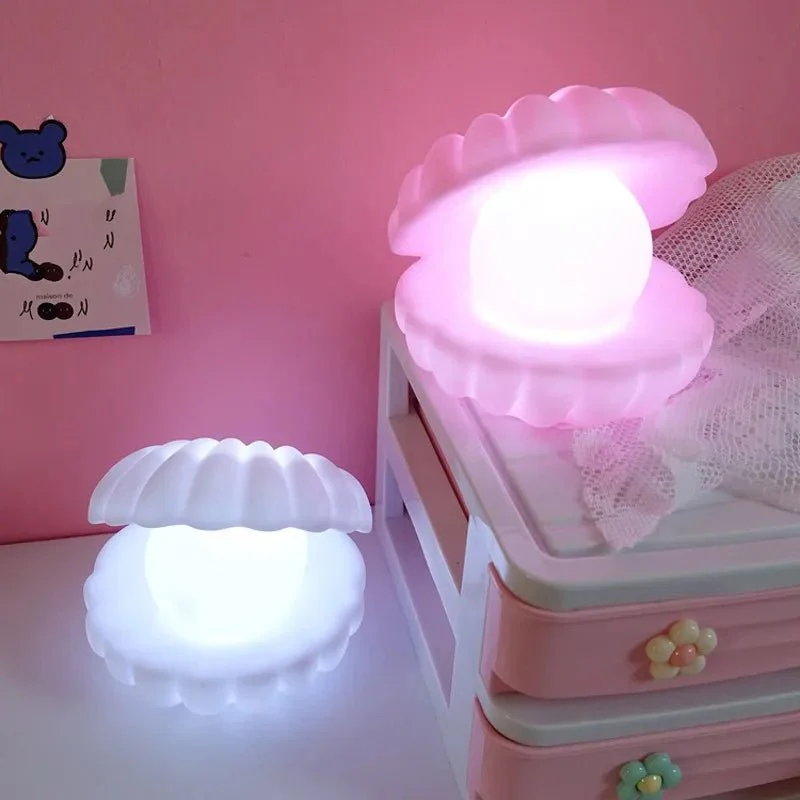 Pearl Shell Night Light - LED Bedside Lamp for Aesthetic Bedroom