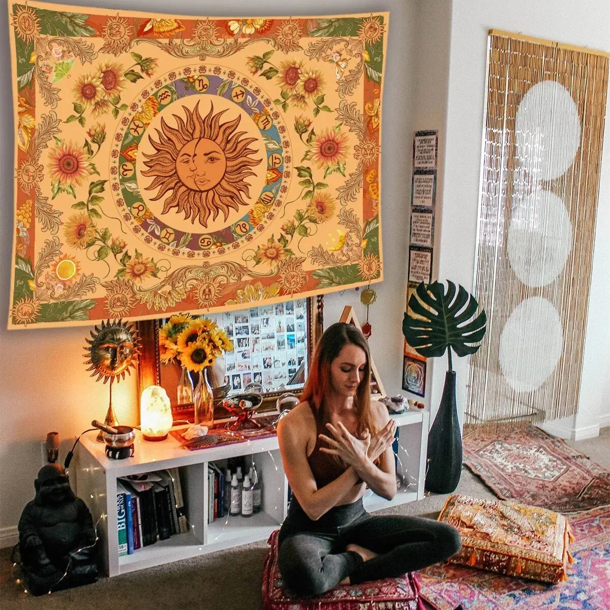 Sun and Moon Boho Tapestry - Indie Aesthetic Wall Hanging for Bedroom Decor