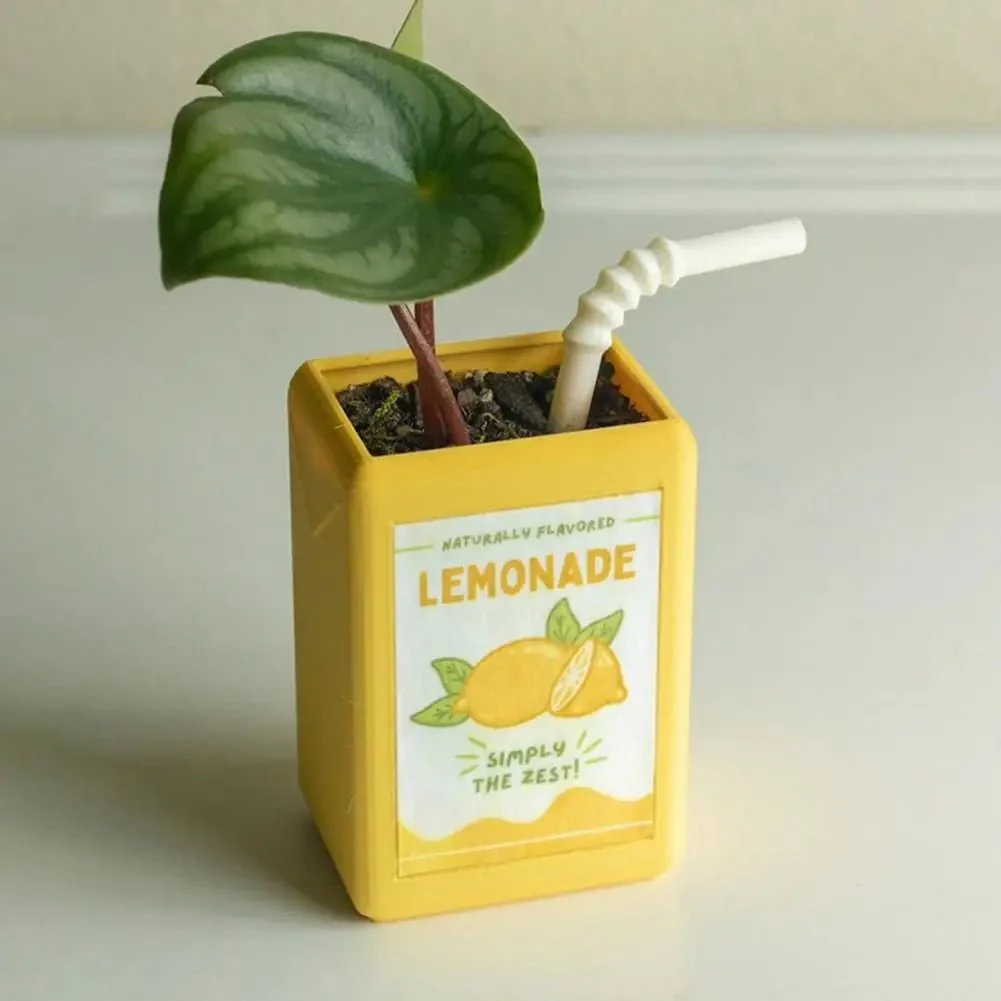 Cute Resin Juice Box Planter - Indie Aesthetic Desk Decor