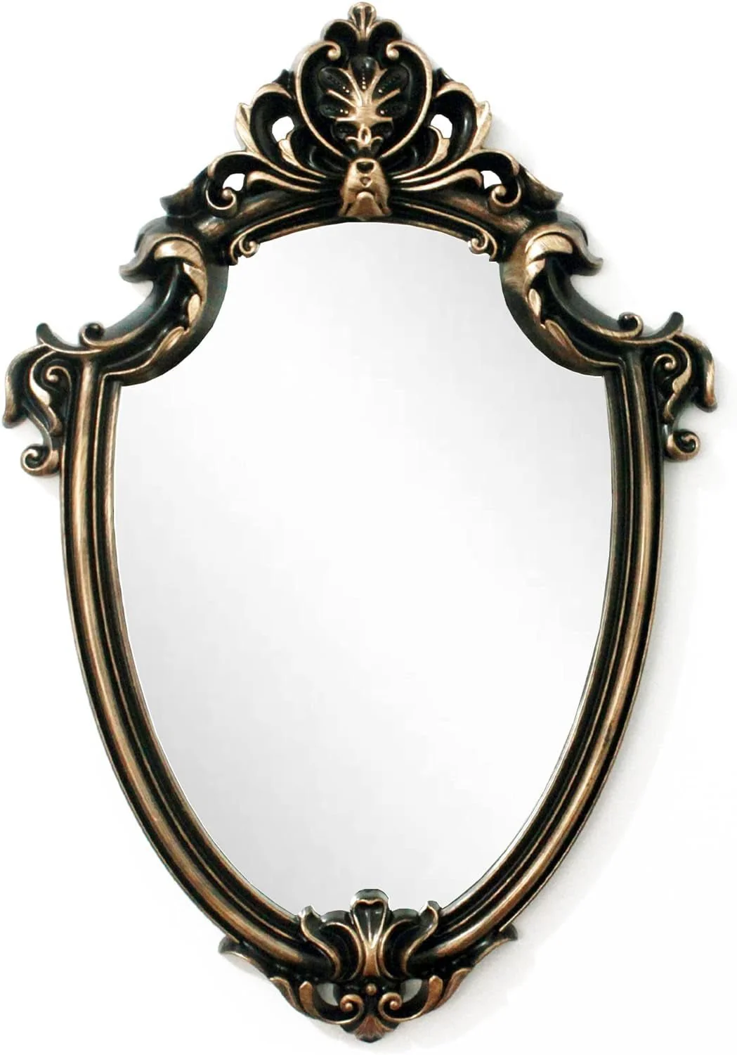 Vintage Gold Shield Shape Decorative Wall Mirror - Antique Mirror, 16.5 x 11.5 Inch