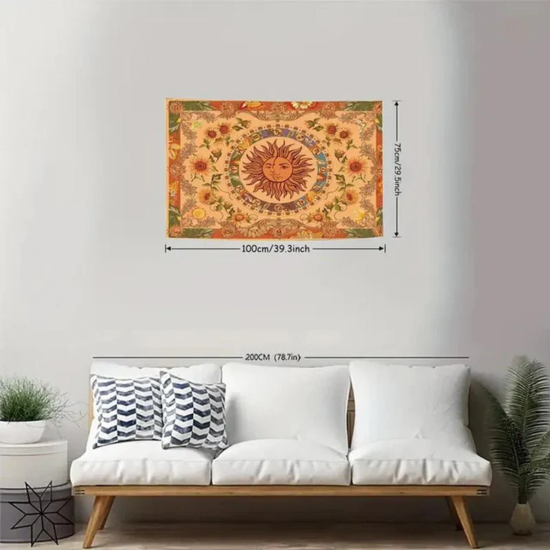 Sun and Moon Boho Tapestry - Indie Aesthetic Wall Hanging for Bedroom Decor