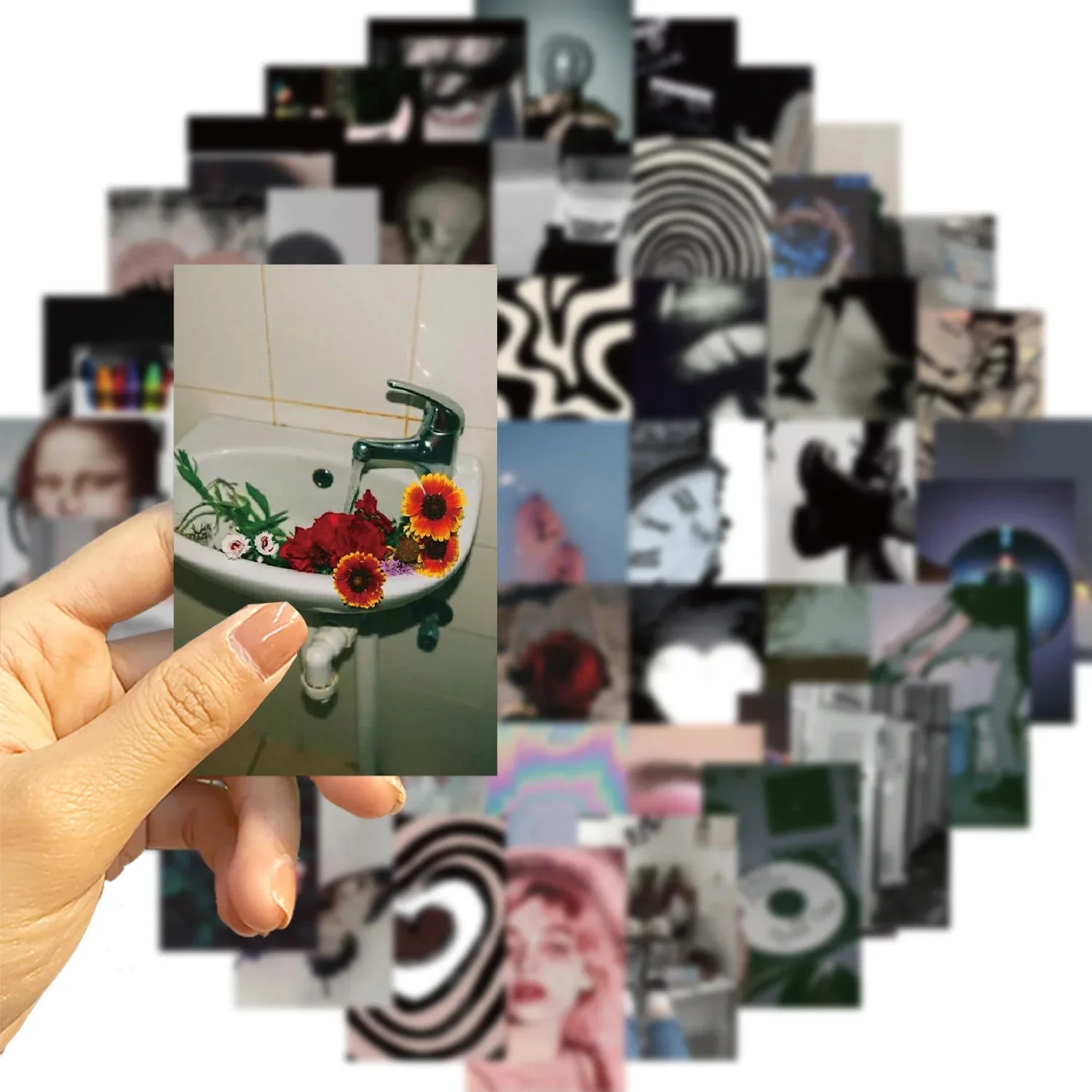50Pcs Black Grunge Cartoon Stickers - Waterproof DIY Decor