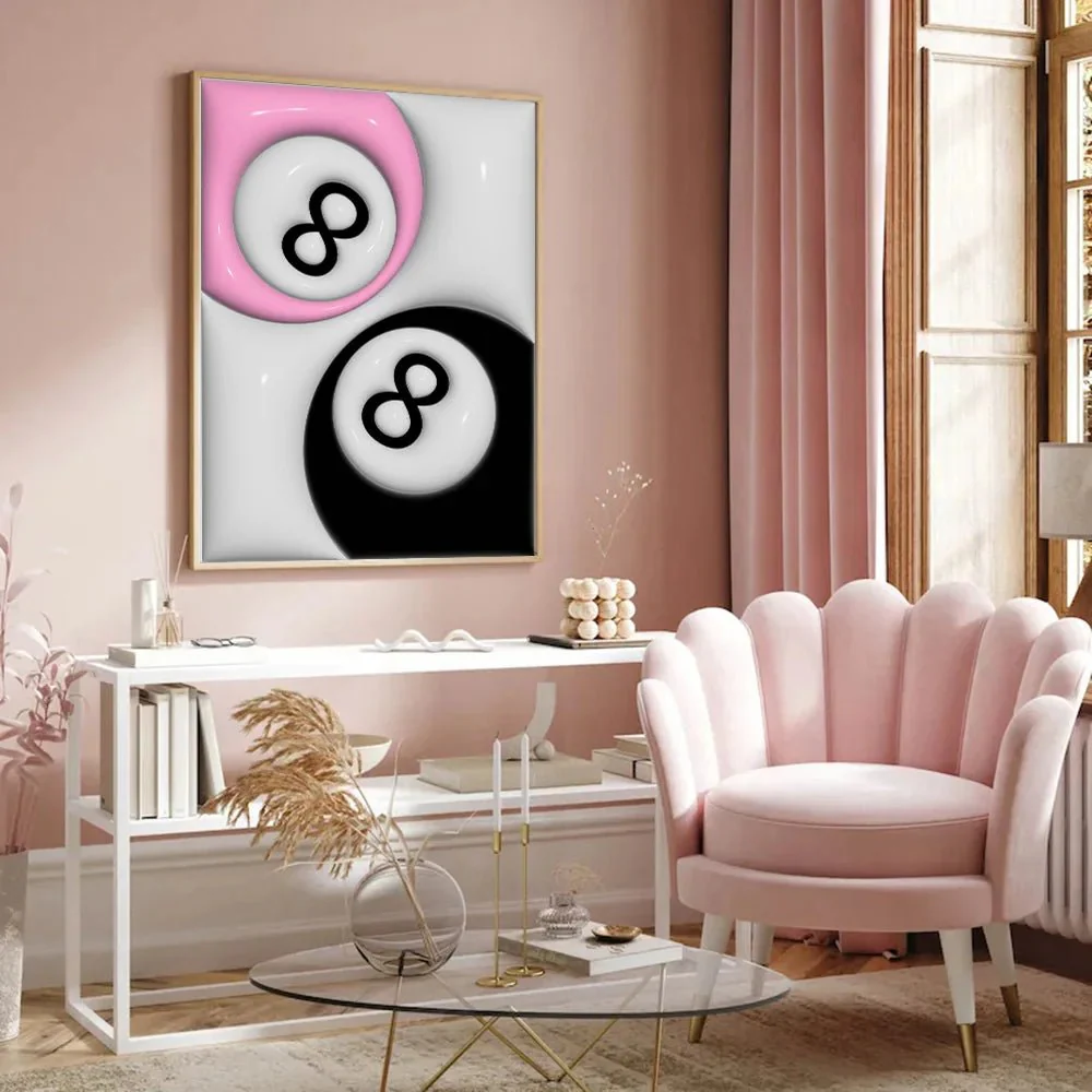 Y2K Number 8 Pool Ball Poster - Retro Aesthetic Canvas Art