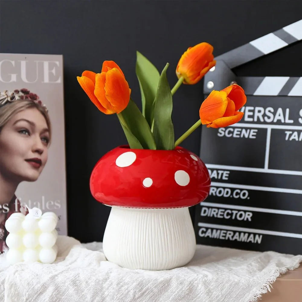 Mushroom Vase for Cottagecore Decor – Aesthetic Living Room