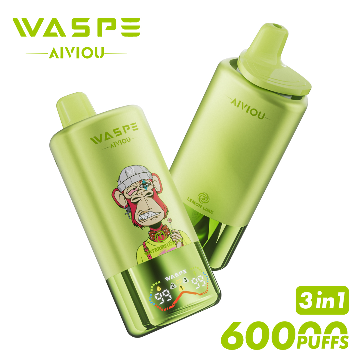 WASPE 3 in 1 60000 PUFFS Triple Flavors | LCD Screen | Triple Mesh Coil Disposable Vape - Vapo247