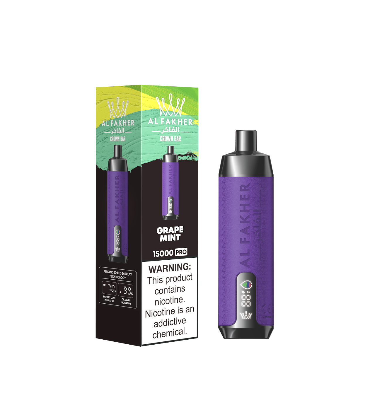 AL FAKHER CROWN BAR 15000 Puffs LED Screen Display Top 3 UK Brand Disposable Vape - Vapo247