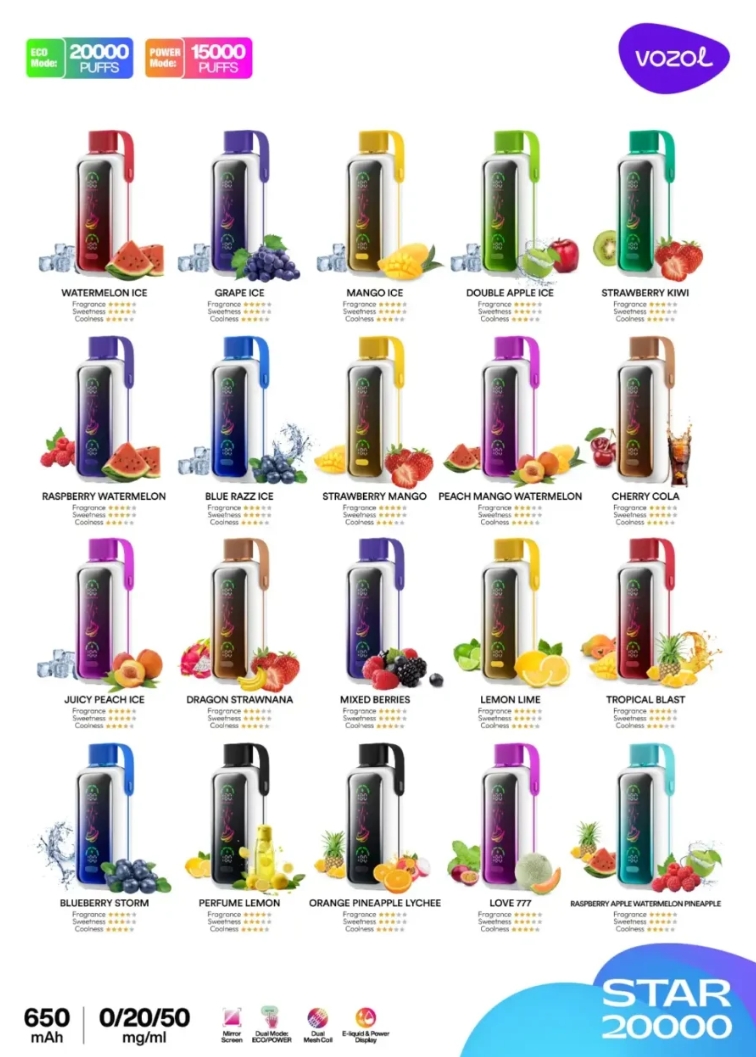 Vozol STAR 20000 Puffs Full-Screen Display Disposable Vape - Vapo247
