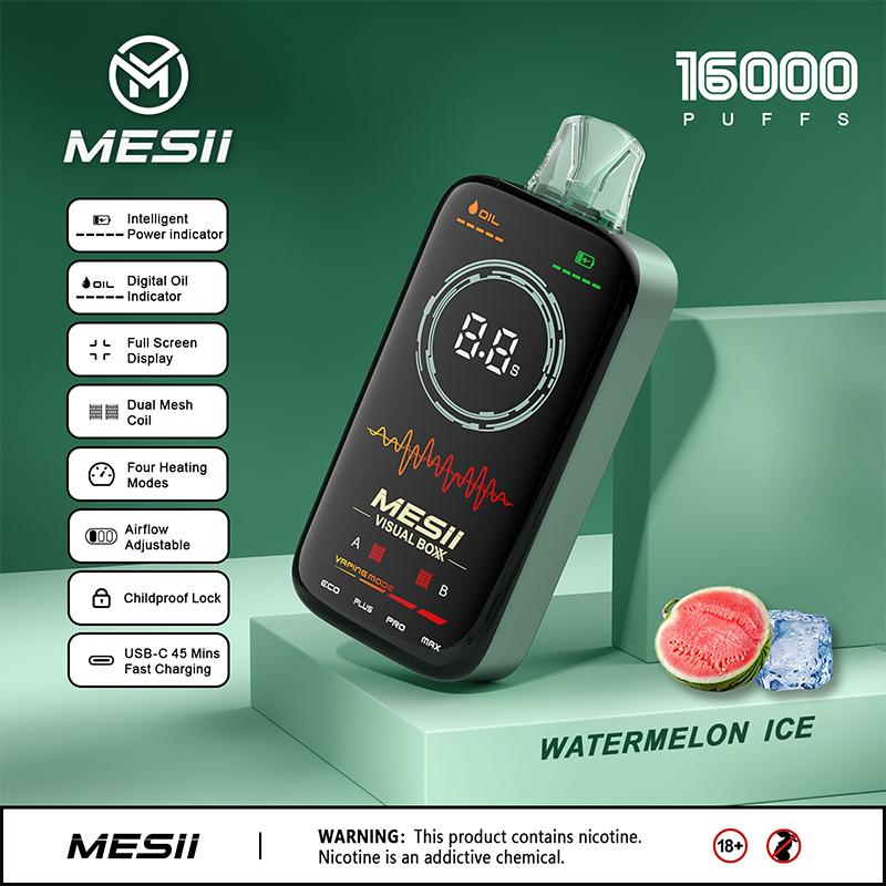 Mesii Visual Boxx 16000 Puffs LCD Screen| 4 heating mode| Adjustable airflow| Childproof lock Disposable Vape - Vapo247