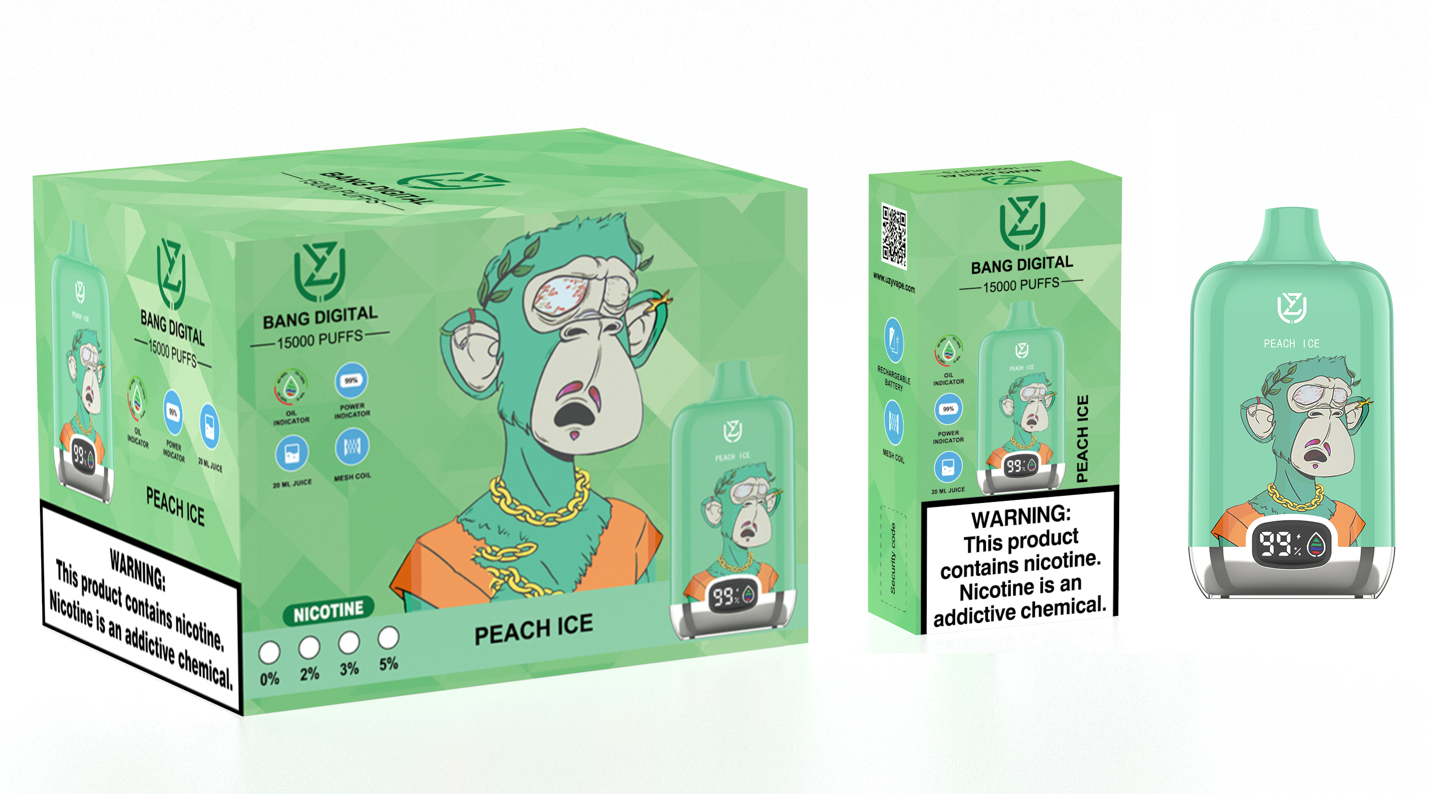 UZY Bang DIgital  15000 Puffs 2% 5% Nicotine Disposable Vape - Vapo247