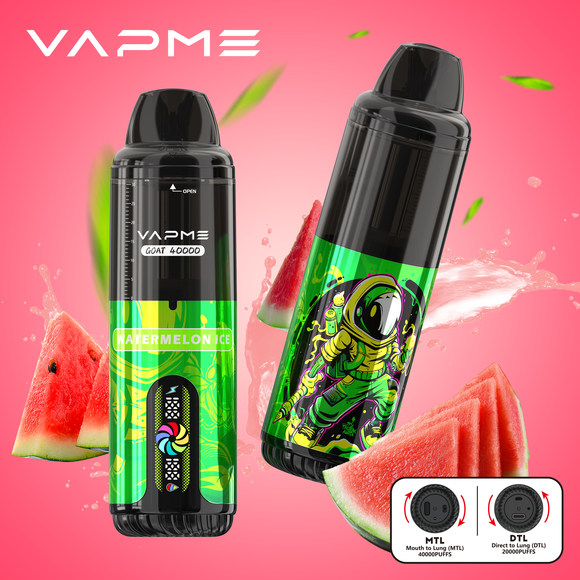 VAPME GOAT 40000 PUFFS MTL/DTL Adjustable LCD Screen Display Disposable Vapev - Vapo247