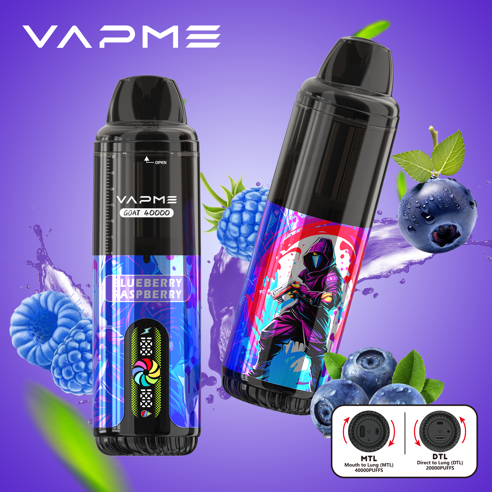 VAPME GOAT 40000 PUFFS MTL/DTL Adjustable LCD Screen Display Disposable Vapev - Vapo247