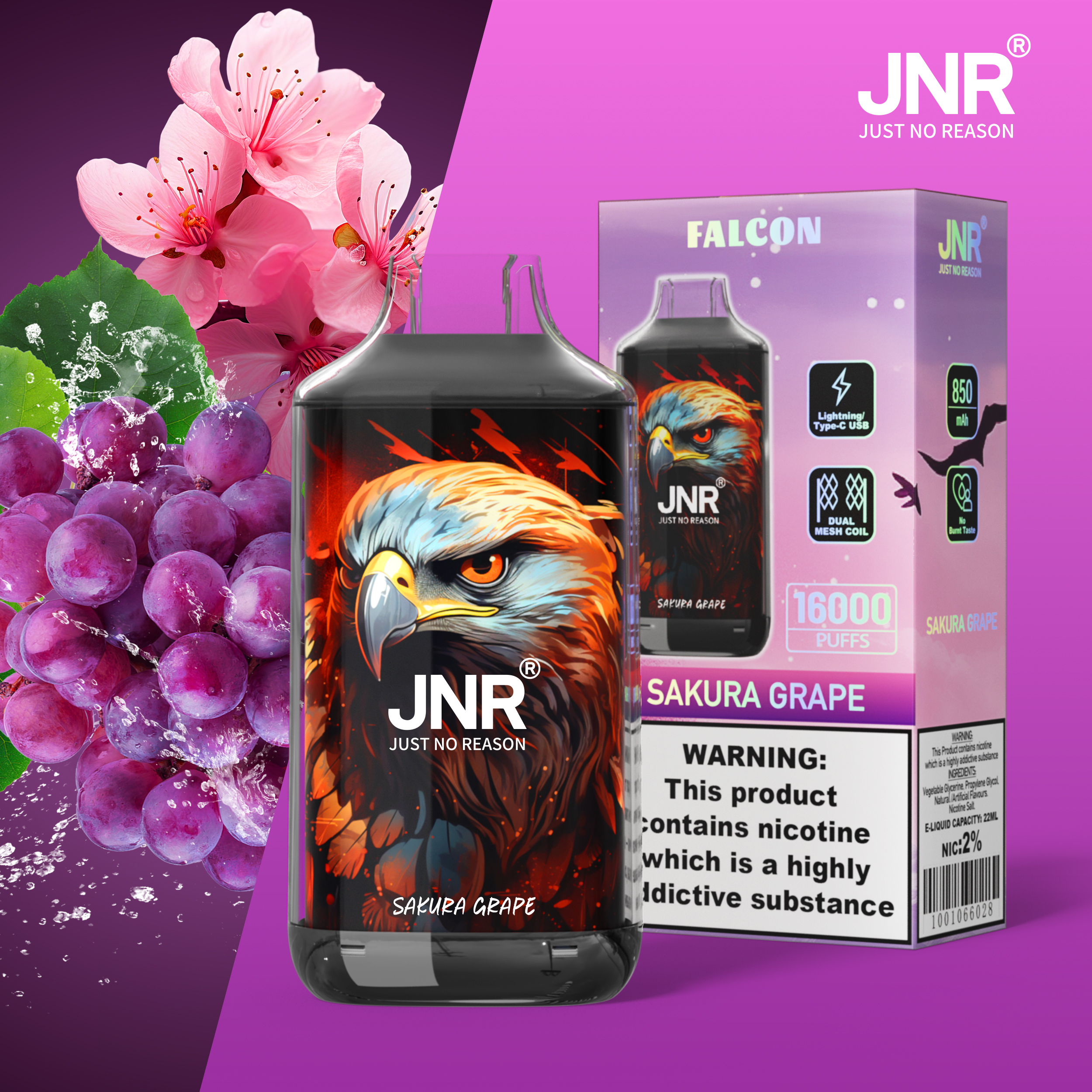 JNR Falcon Crystal 16000 Puffs disposable vape - Vapo247