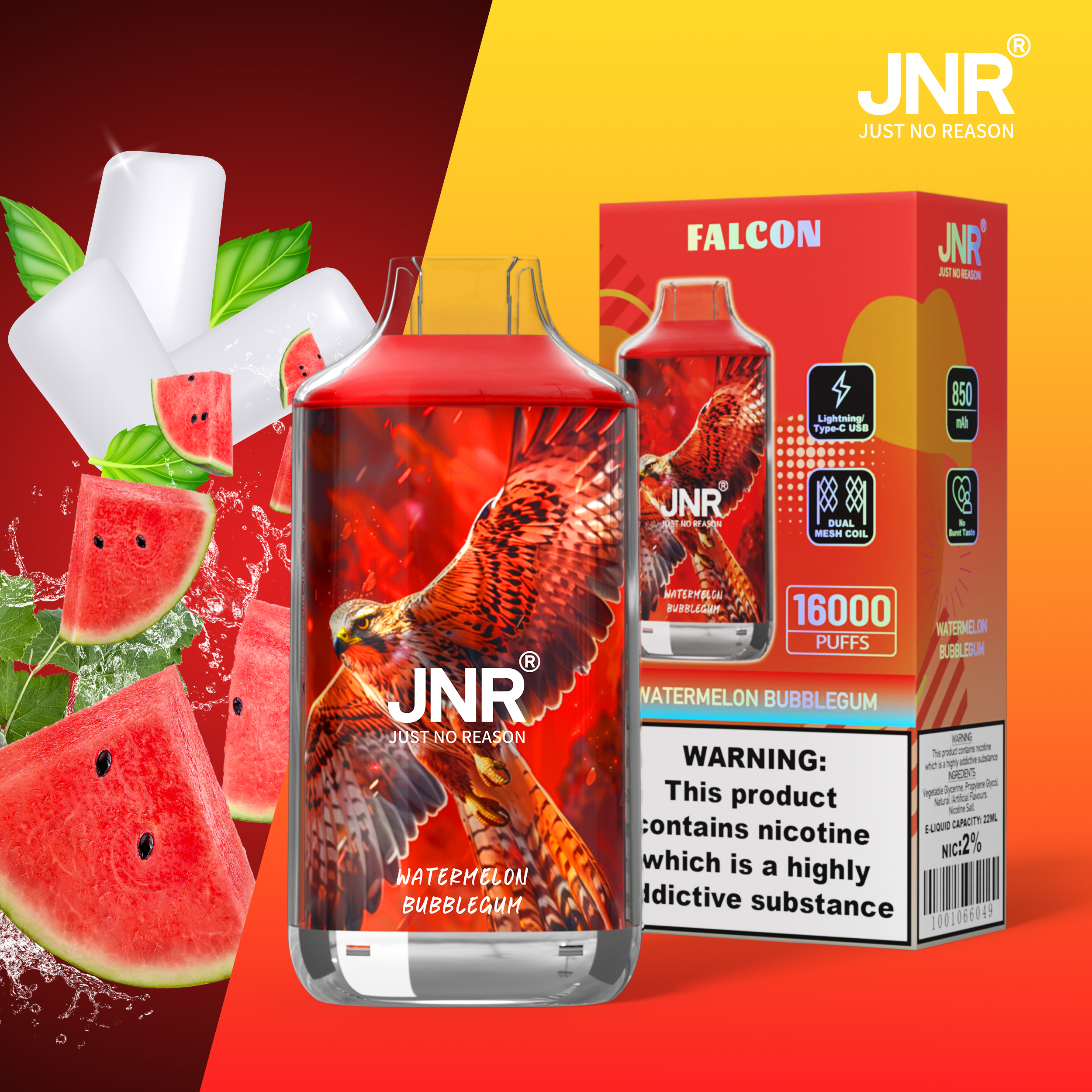 JNR Falcon Crystal 16000 Puffs disposable vape - Vapo247