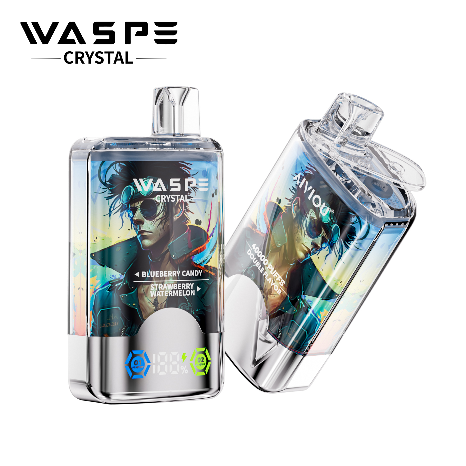 WASPE Crystal Double Flavors 40000 Puffs LED Screen | Double Flavors | Dual mesh coil Disposable Vape - Vapo247