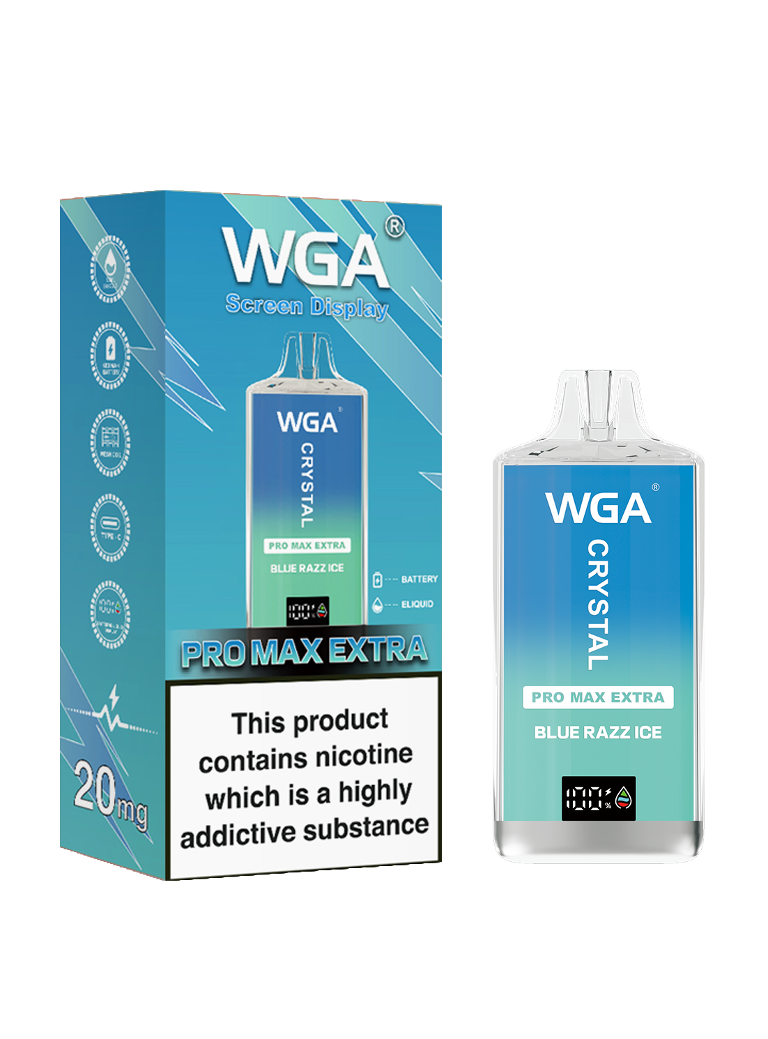 WGA Crystal Pro Max Extra 15000 Puffs Adjustable Airflow Disposable Vape - Vapo247