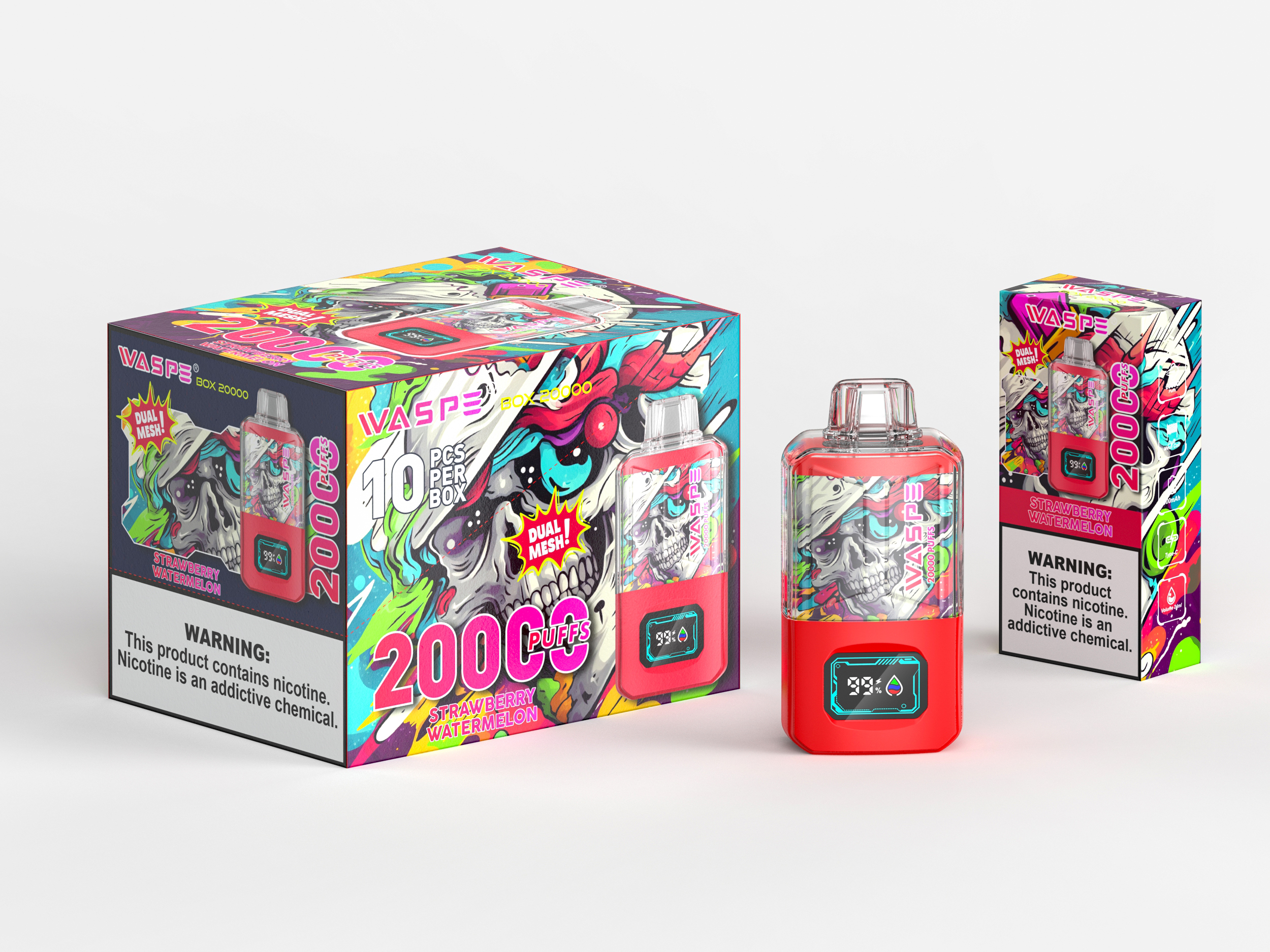 WASPE Crystal 20000PUFFS LED Screen Display Dual Mesh Coil Disposable Vape - Vapo247