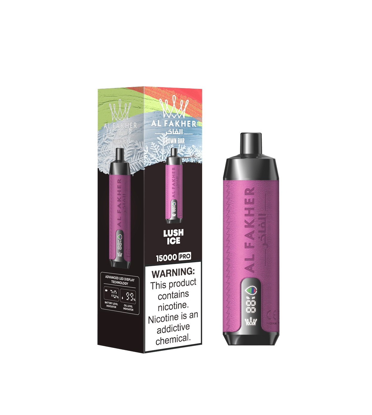 AL FAKHER CROWN BAR 15000 Puffs LED Screen Display Top 3 UK Brand Disposable Vape - Vapo247