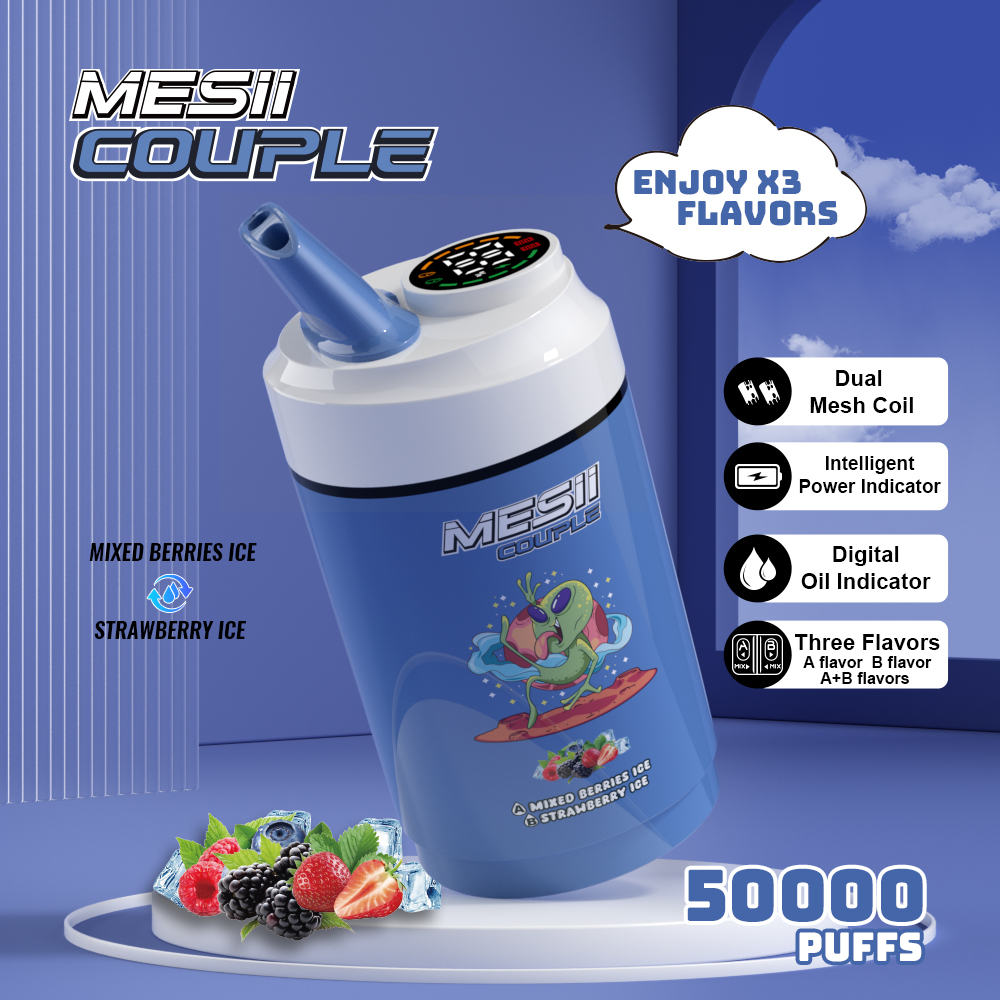 Mesii Couple 50000 Puffs 3-in-1 Flavors LCD Screen Dual mesh coil 20ml liquid Disposable Vape - Vapo247