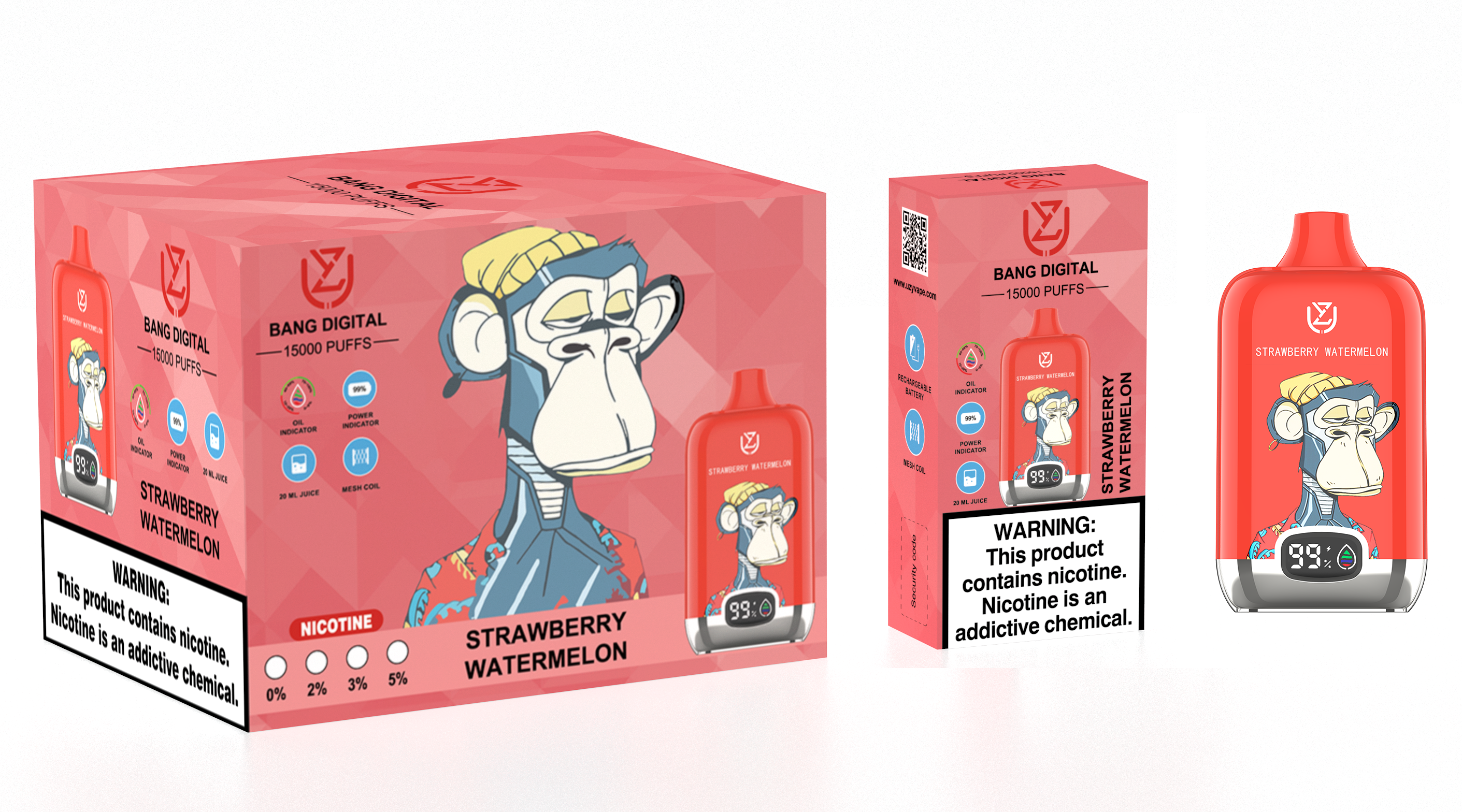 UZY Bang DIgital  15000 Puffs 2% 5% Nicotine Disposable Vape - Vapo247