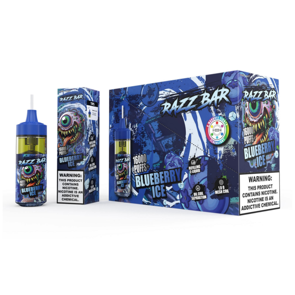 Razz bar 16000 puffs RGB Light Visual Liquid Refillable Disposable Vape Kit - Vapo247
