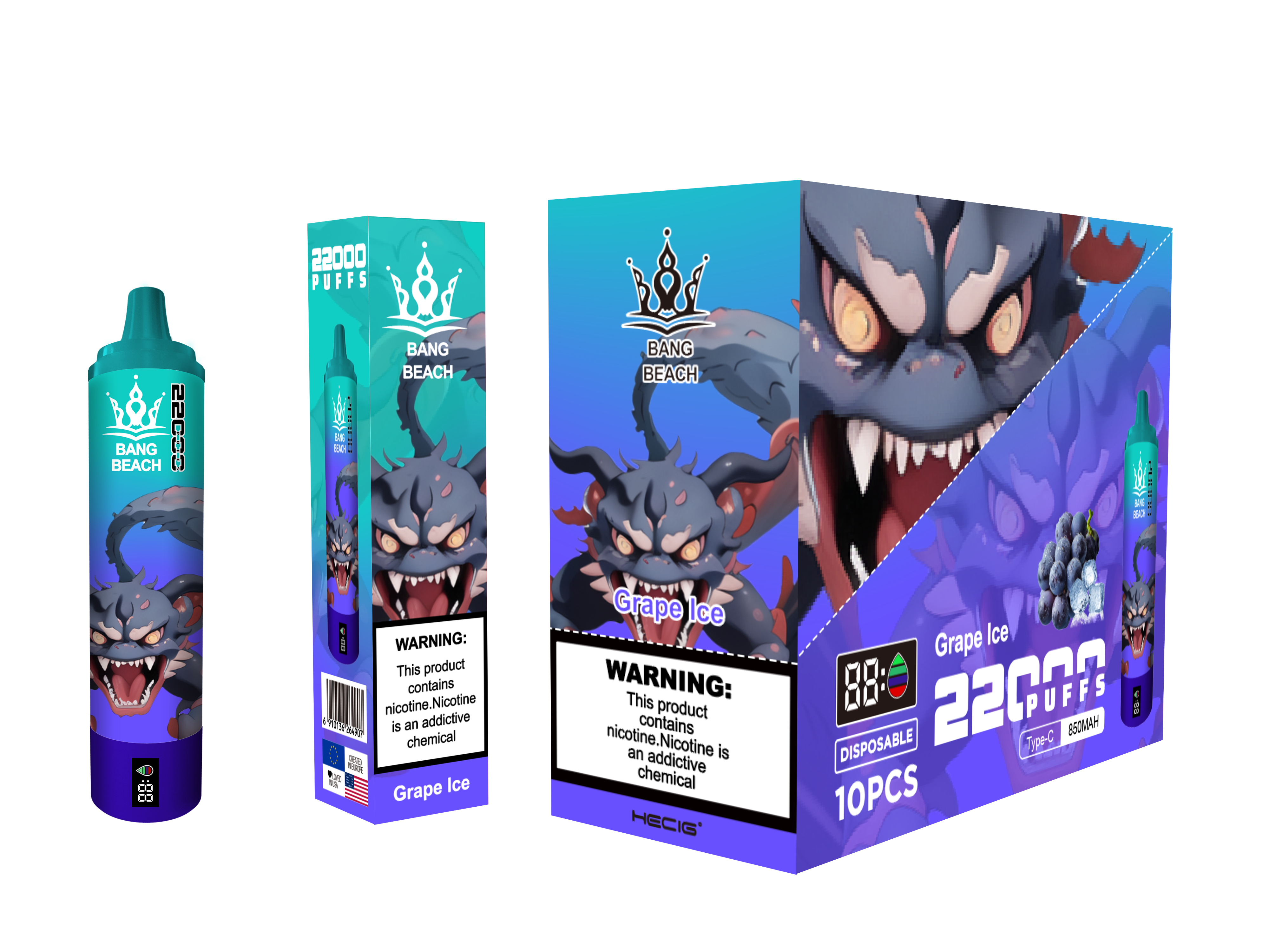 BANG BEACH 22000 Puffs  0%2%5% Nicotine Screen Disposable Vape - Vapo247