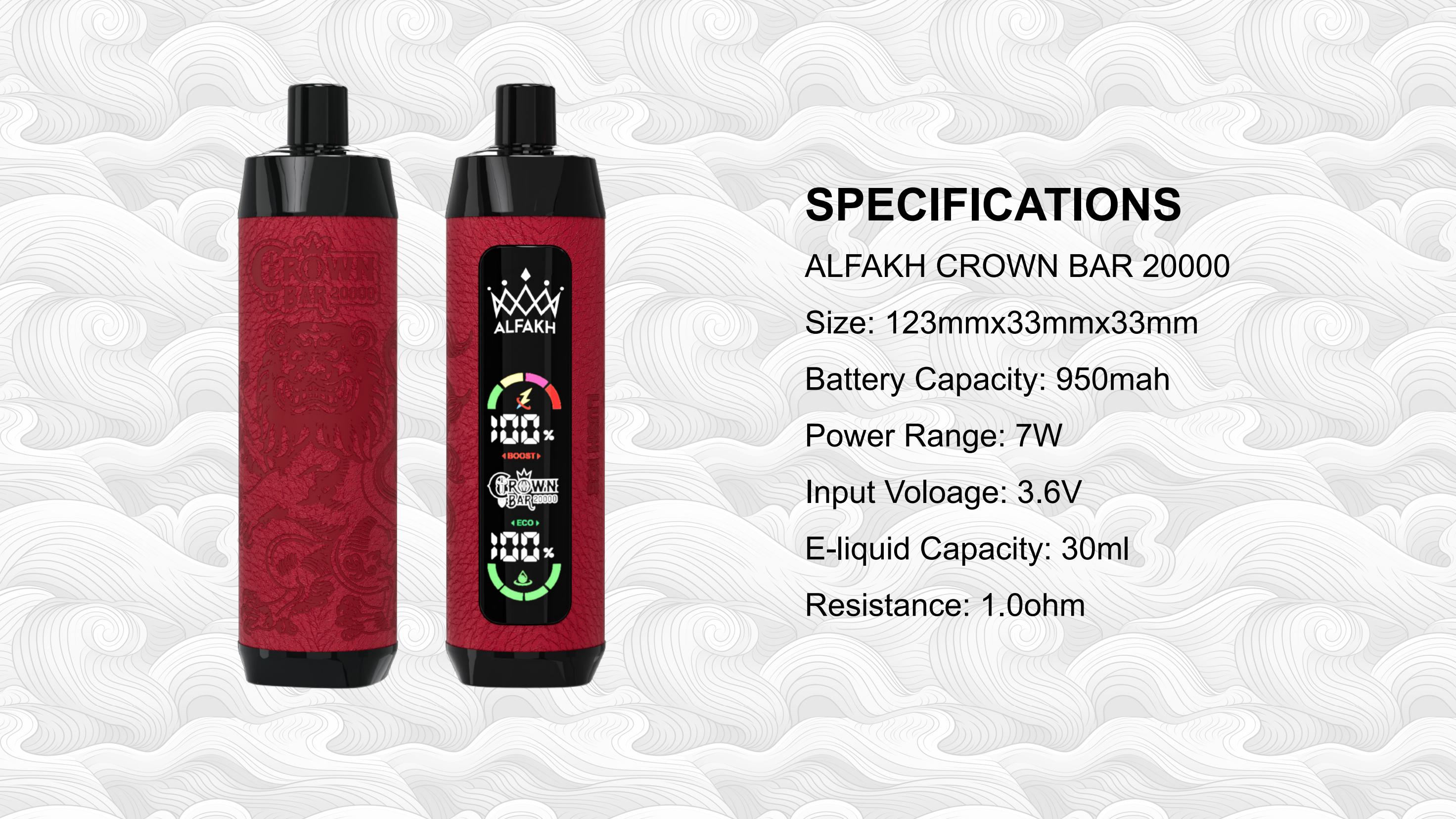 ALFAKH CROWN BAR 20000 Puffs Disposable Vape - Vapo247