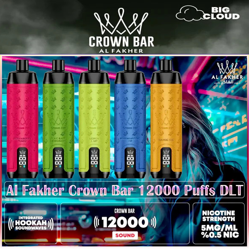 AL FAKHER CROWN BAR 12000 Puffs LED Screen Display Top 3 UK Brand Disposable Vape - Vapo247