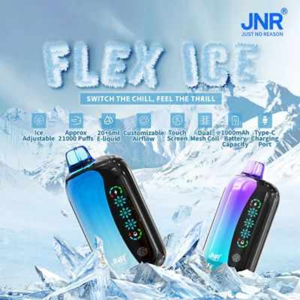 JNR FLEX ICE 21000 Puffs Disposable Vape | Ice adjustable, screen, adjustable airflow - Vapo247