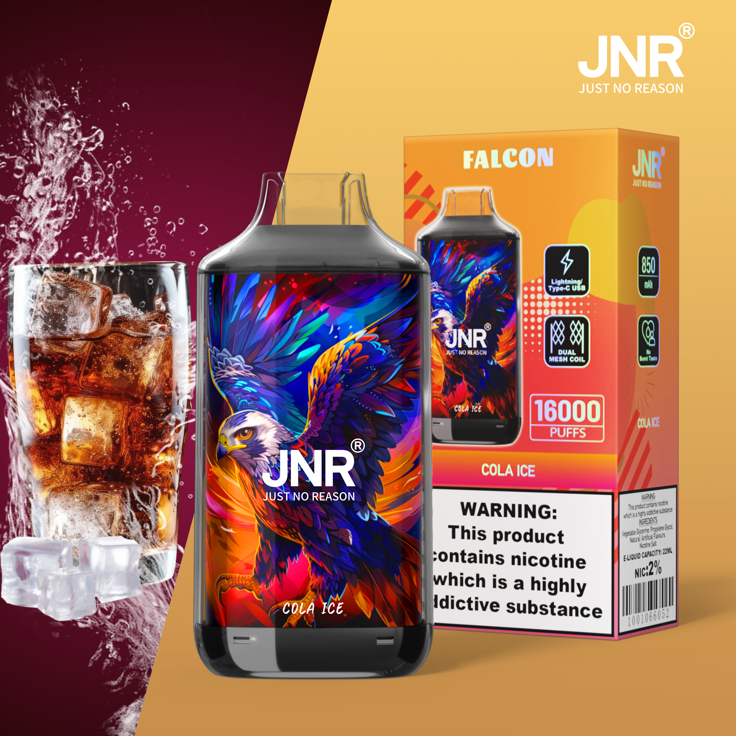 JNR Falcon Crystal 16000 Puffs disposable vape - Vapo247