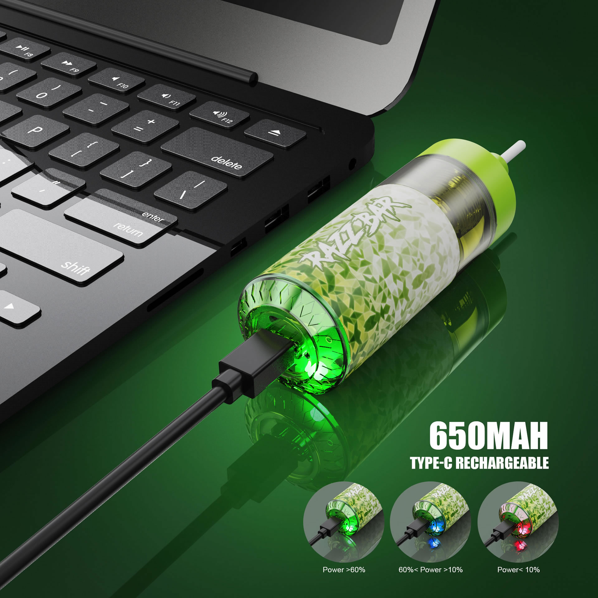 Razz bar 16000 puffs RGB Light Visual Liquid Refillable Disposable Vape Kit - Vapo247