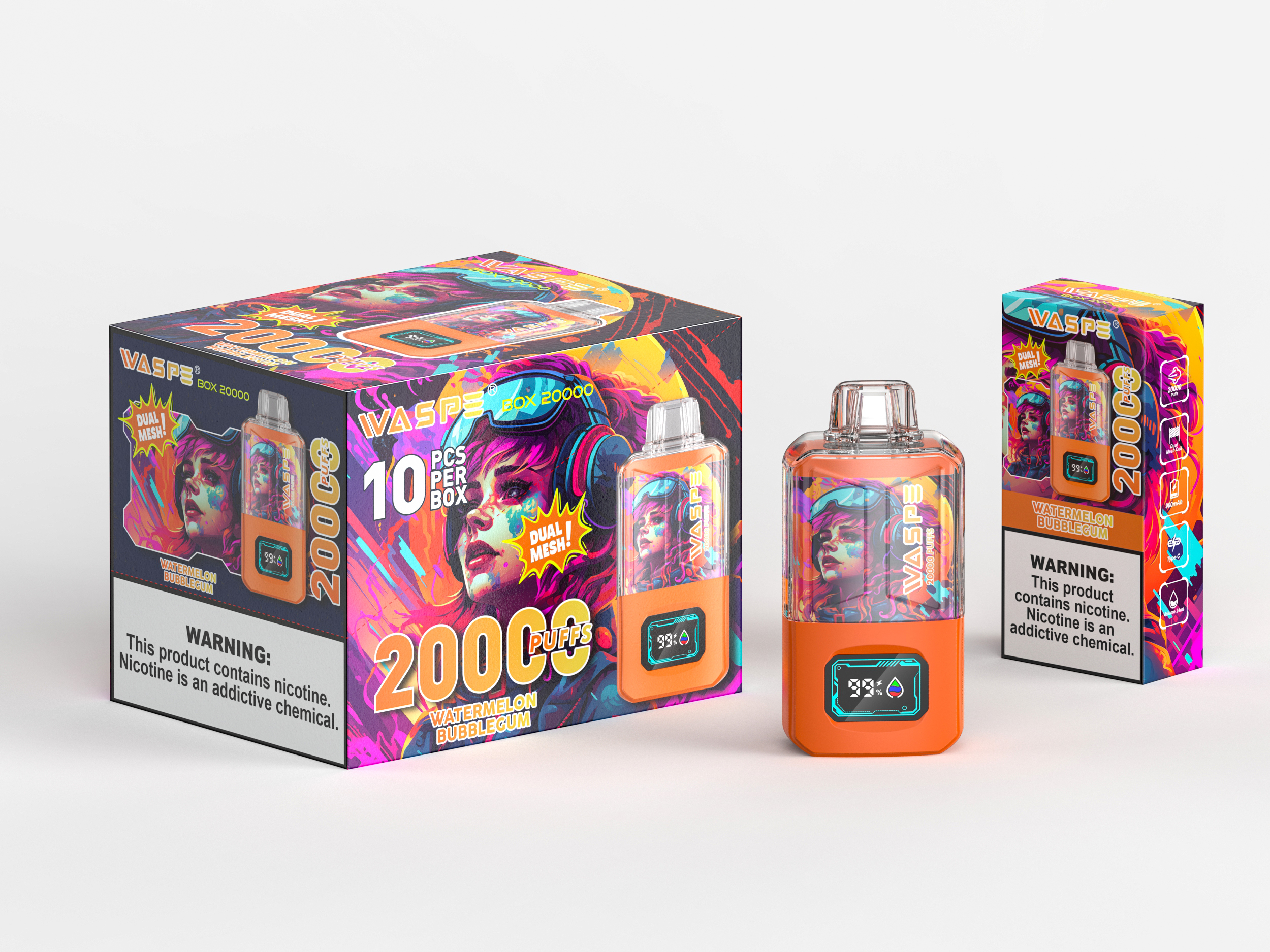 WASPE Crystal 20000PUFFS LED Screen Display Dual Mesh Coil Disposable Vape - Vapo247