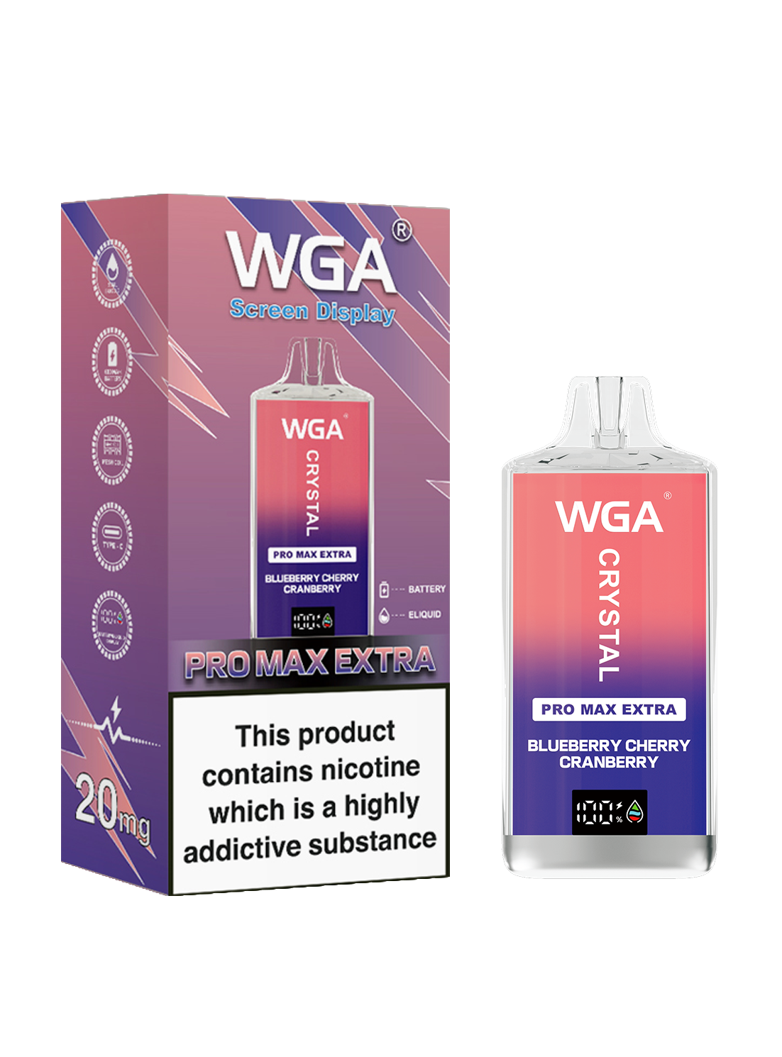 WGA Crystal Pro Max Extra 15000 Puffs Adjustable Airflow Disposable Vape - Vapo247