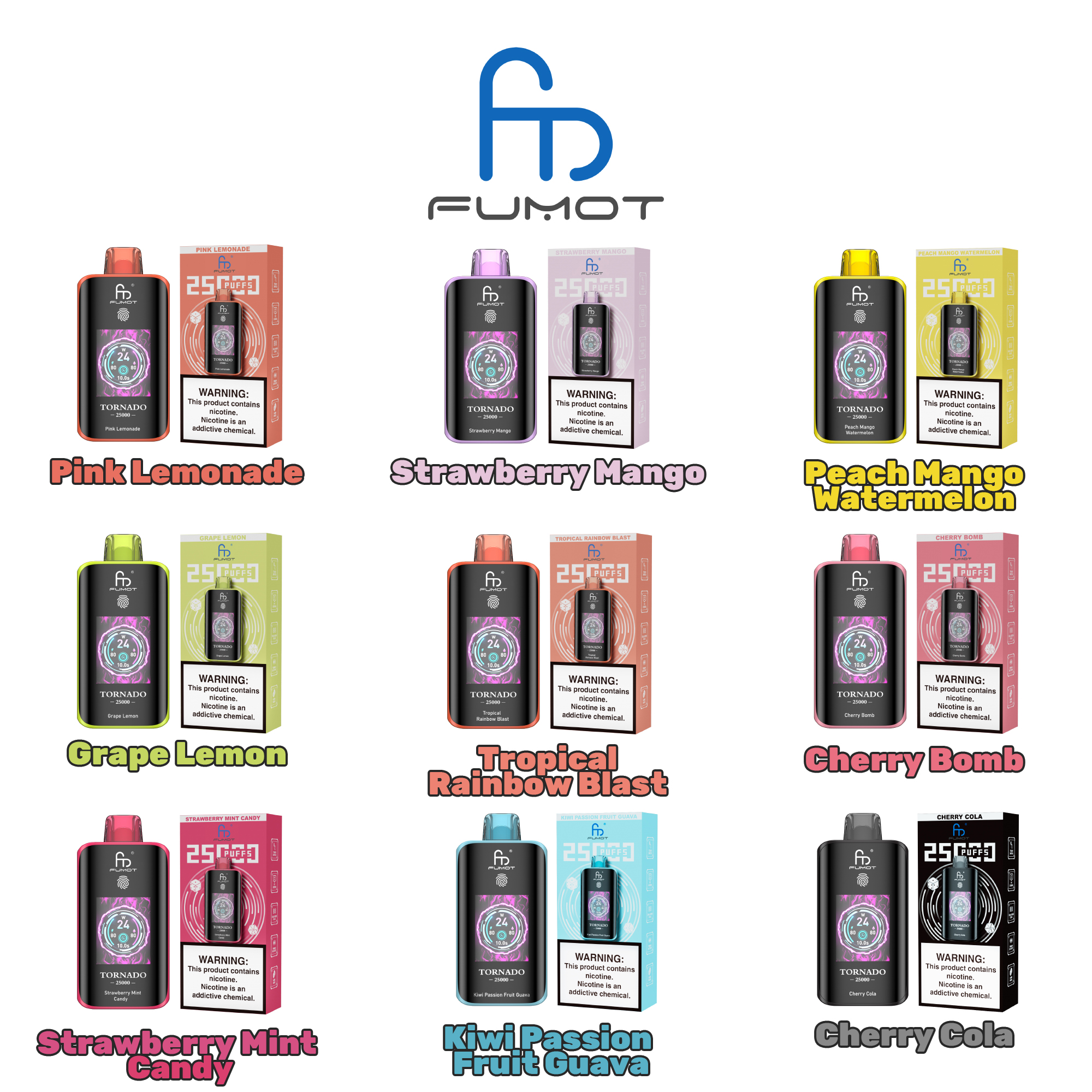 RANDM FUMOT Tornado 25000 Puffs LED Screen Display Fingerprint Lock 3D Curved Screen Disposable Vape - Vapo247