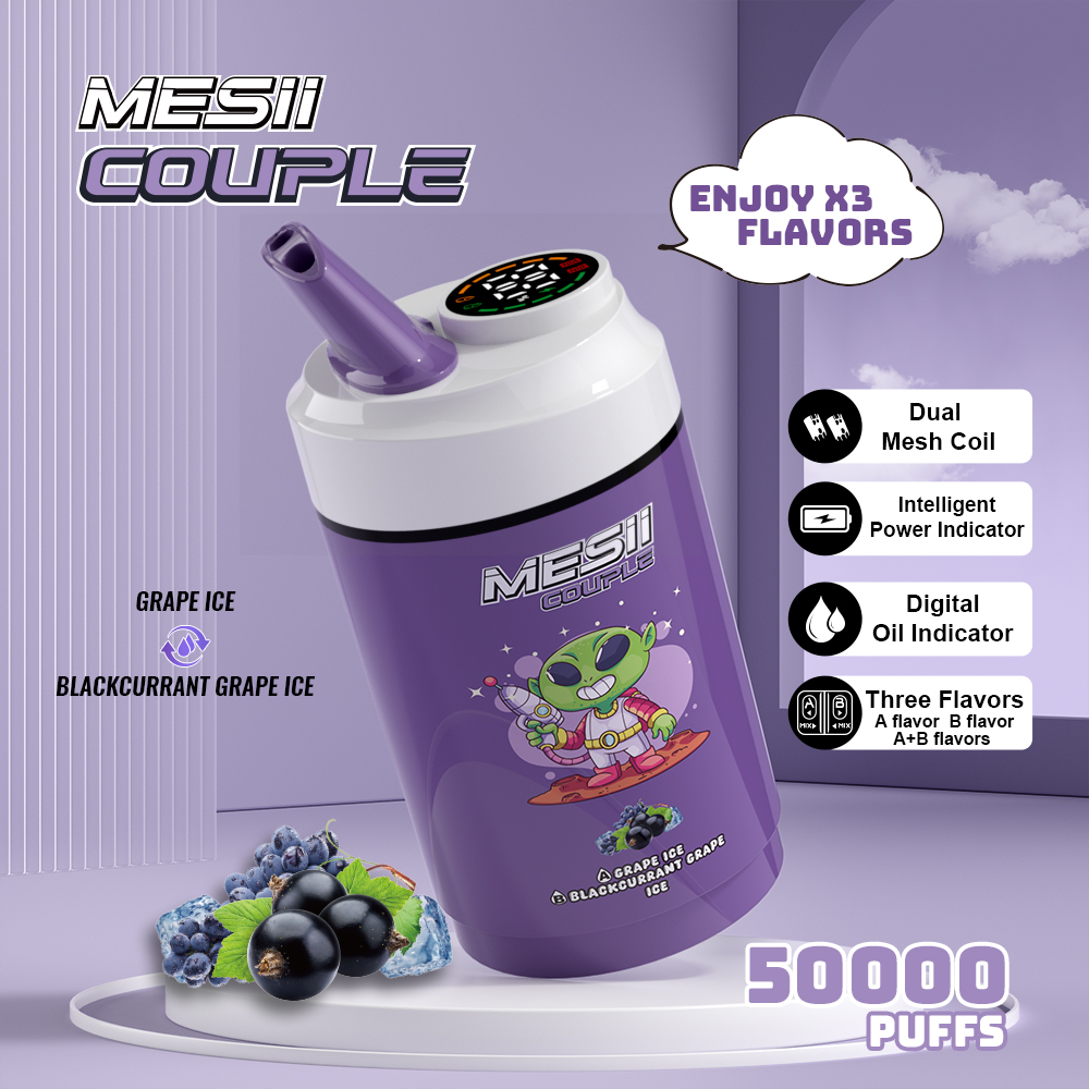Mesii Couple 50000 Puffs 3-in-1 Flavors LCD Screen Dual mesh coil 20ml liquid Disposable Vape - Vapo247