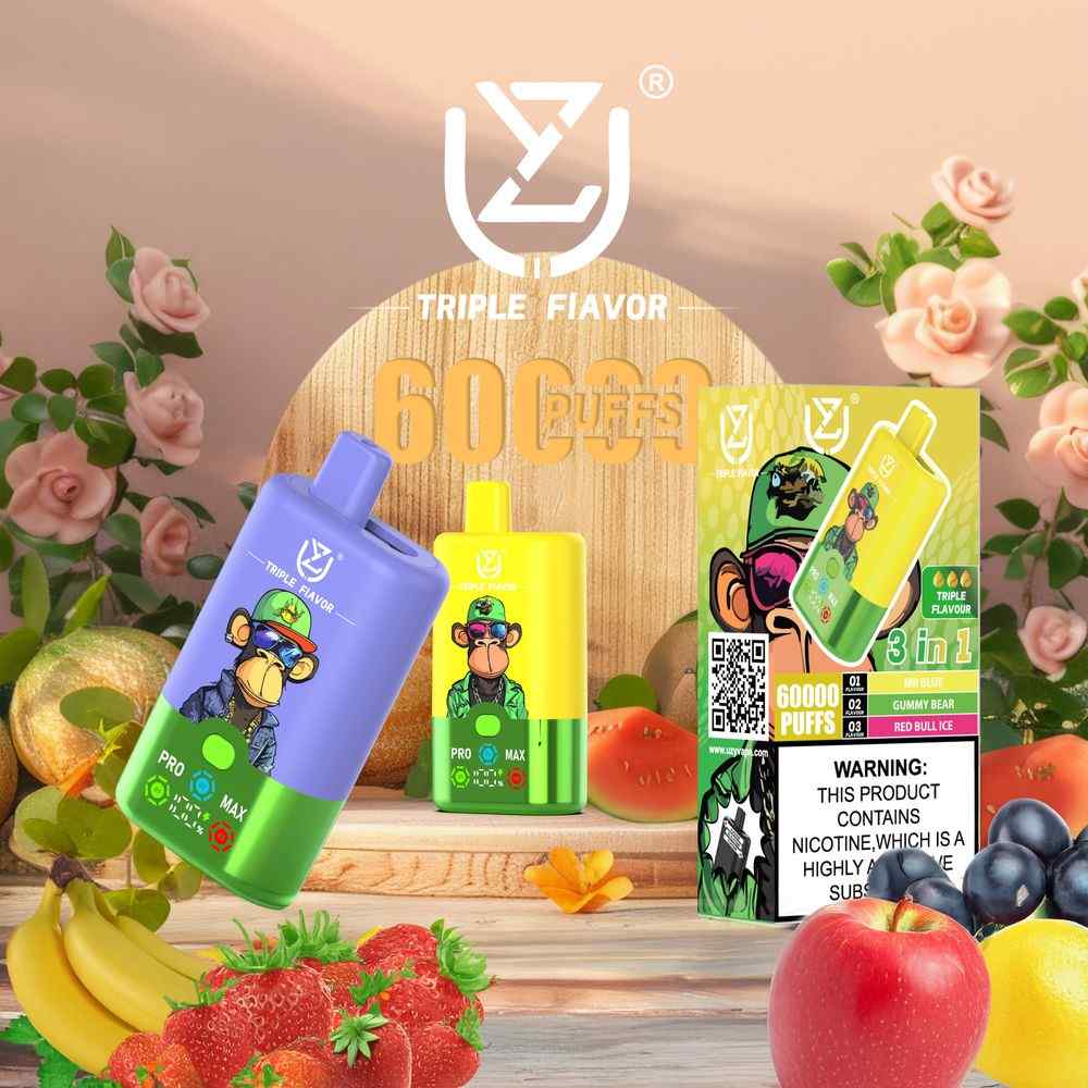 UZY Triple Flavor 60000 Puffs – Ultimate 3-in-1 Vaping Experience with 60K Puffs and Smart LED Display - Vapo247
