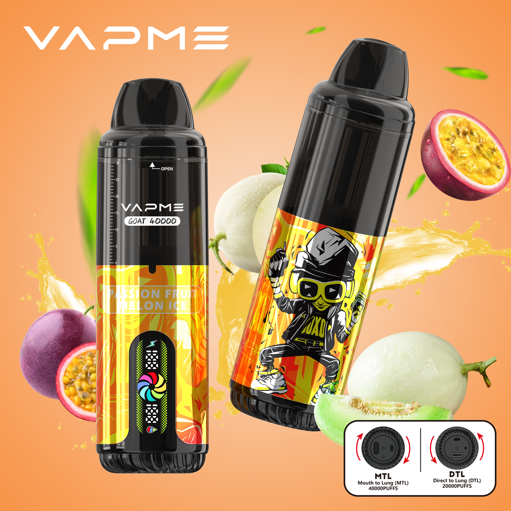 VAPME GOAT 40000 PUFFS MTL/DTL Adjustable | LCD Screen Display Disposable Vape - Vapo247