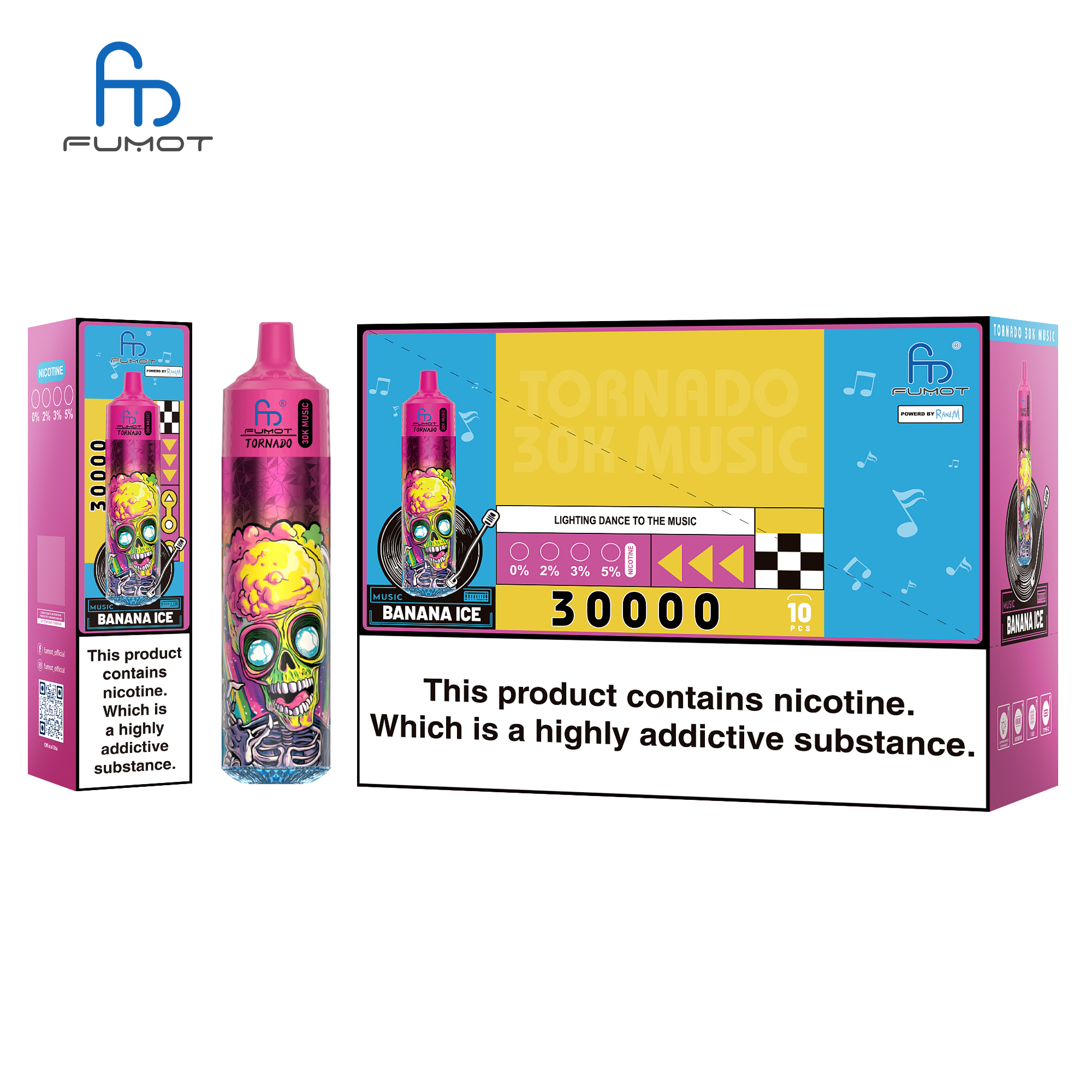 RANDM FUMOT Tornado 30000 Puffs Music Lighting Strong Vapes Delivery Disposable Vape - Vapo247