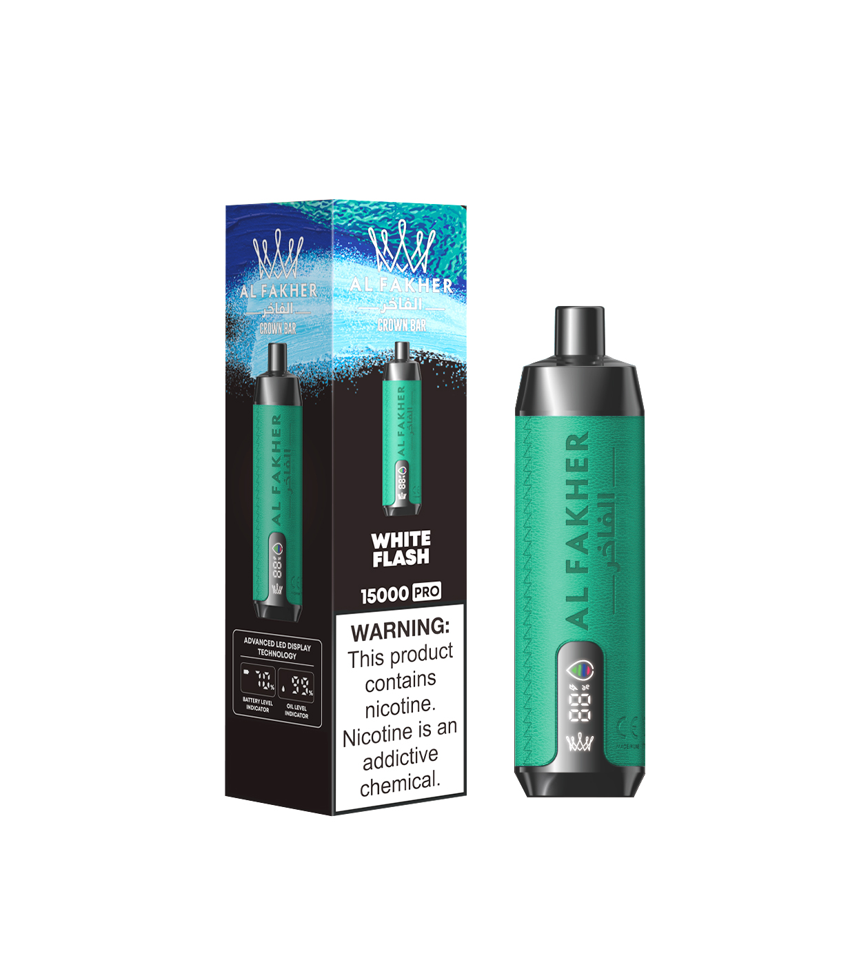 AL FAKHER CROWN BAR 15000 Puffs LED Screen Display Top 3 UK Brand Disposable Vape - Vapo247