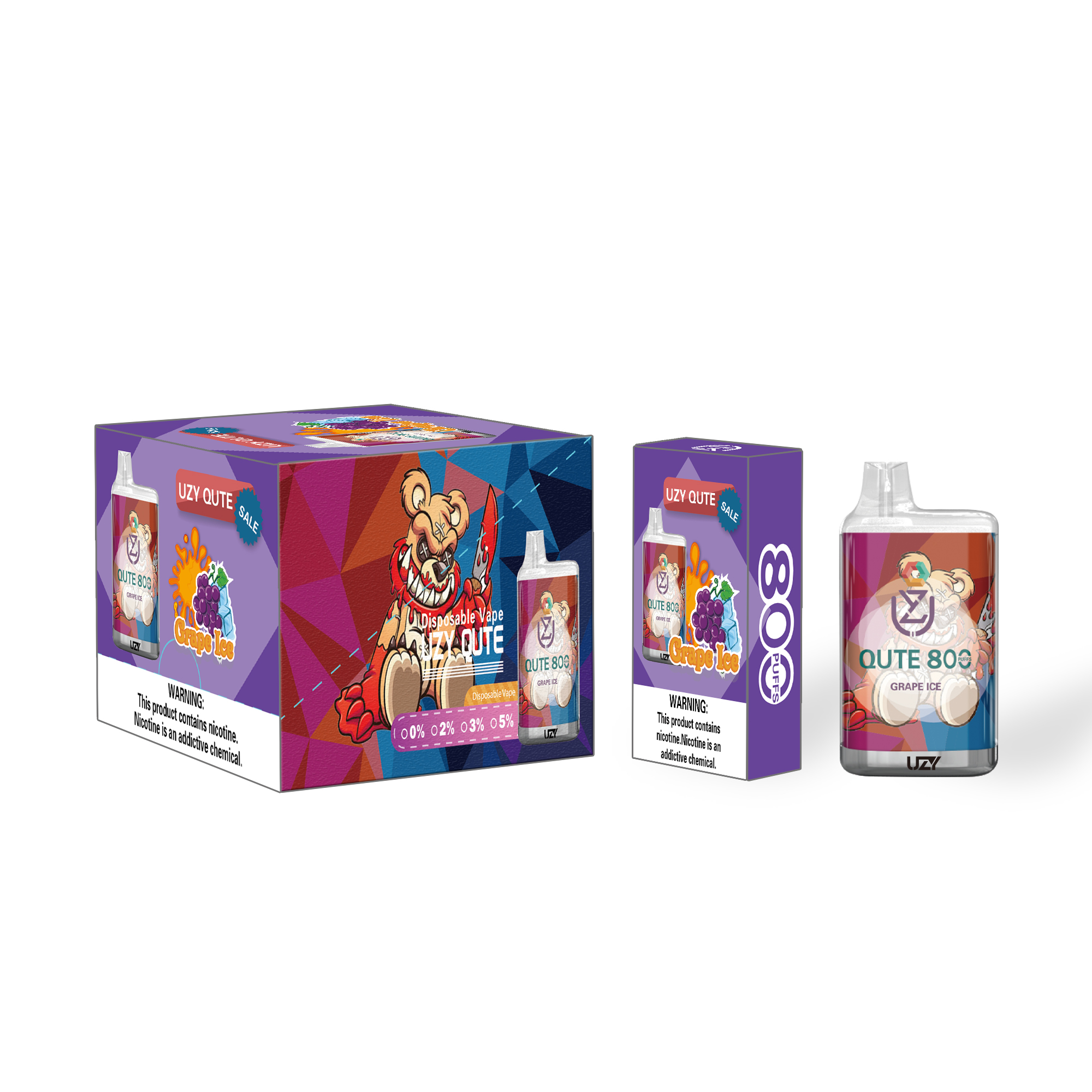 UZY QUTE 800 Puffs Rechargeable Disposable Vape - Vapo247