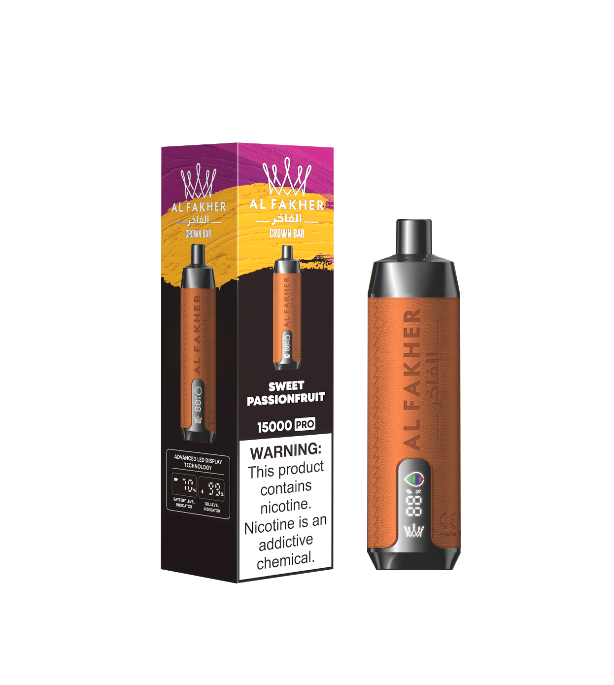 AL FAKHER CROWN BAR 15000 Puffs LED Screen Display Top 3 UK Brand Disposable Vape - Vapo247