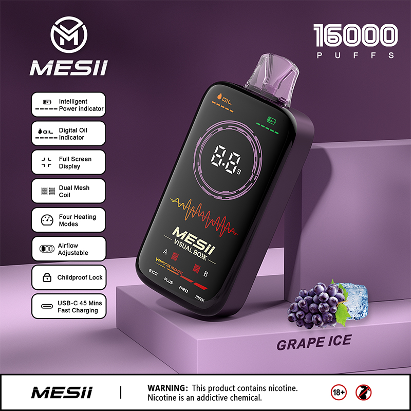 Mesii Visual Boxx 16000 Puffs LCD Screen 4 heating mode Adjustable airflow Childproof lock Disposable Vape - Vapo247