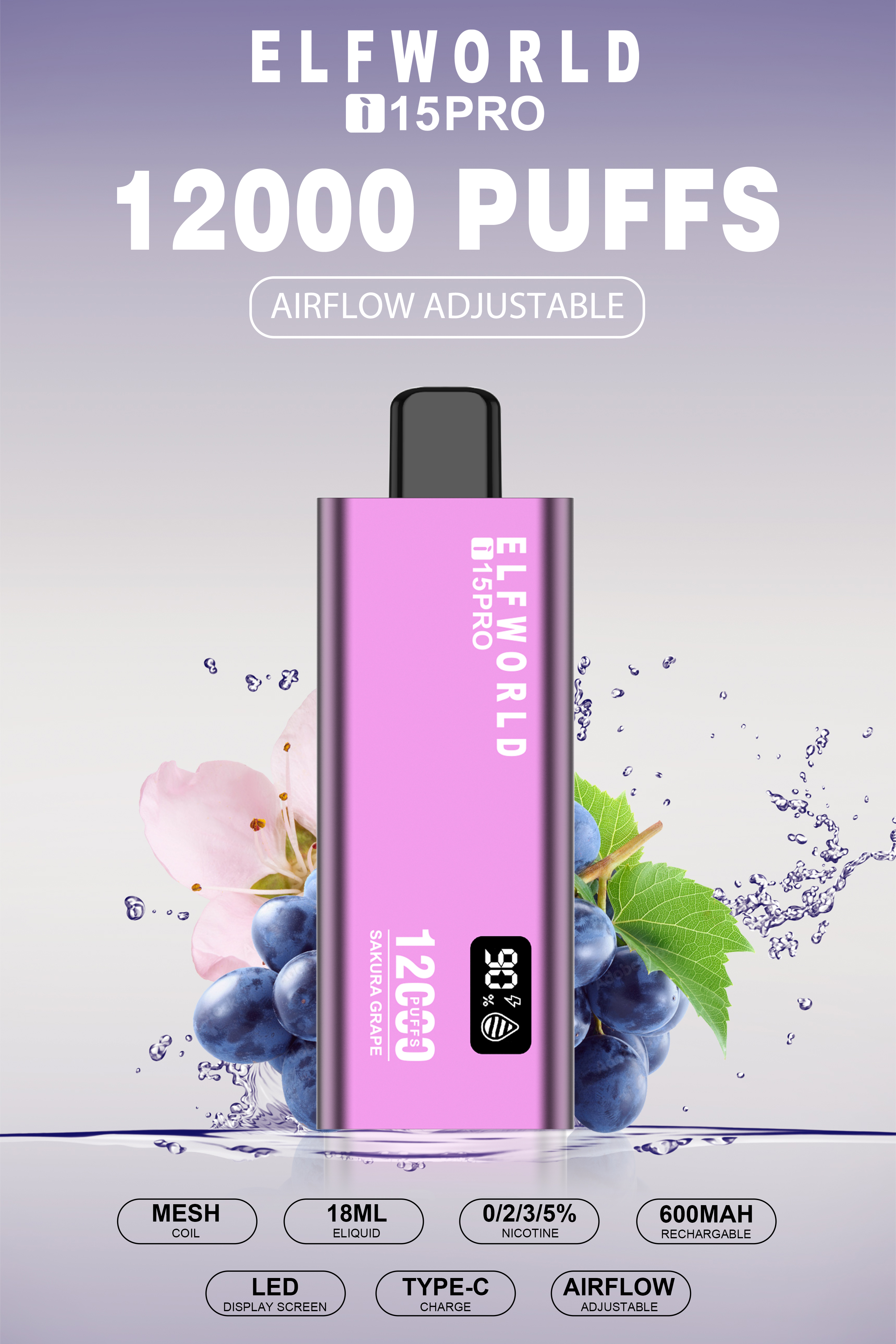 Elfwold i15 PRO 12000 Puffs Display Screen| Adjustable airflow Disposable Vape - Vapo247