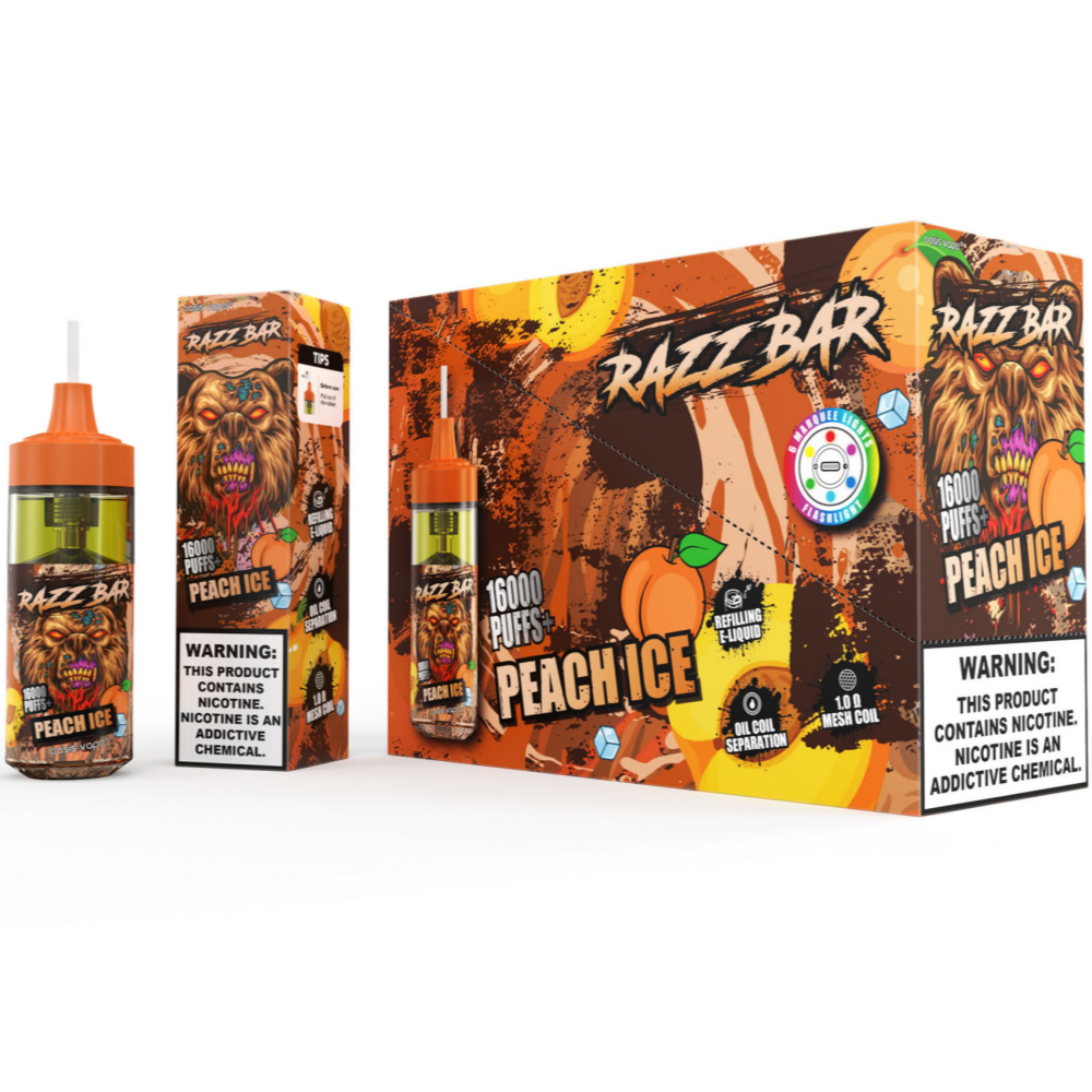 Razz bar 16000 puffs RGB Light Visual Liquid Refillable Disposable Vape Kit - Vapo247