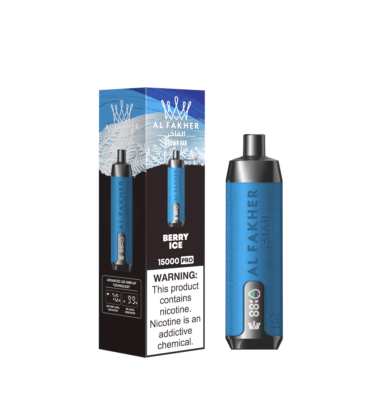 AL FAKHER CROWN BAR 15000 Puffs LED Screen Display Top 3 UK Brand Disposable Vape - Vapo247