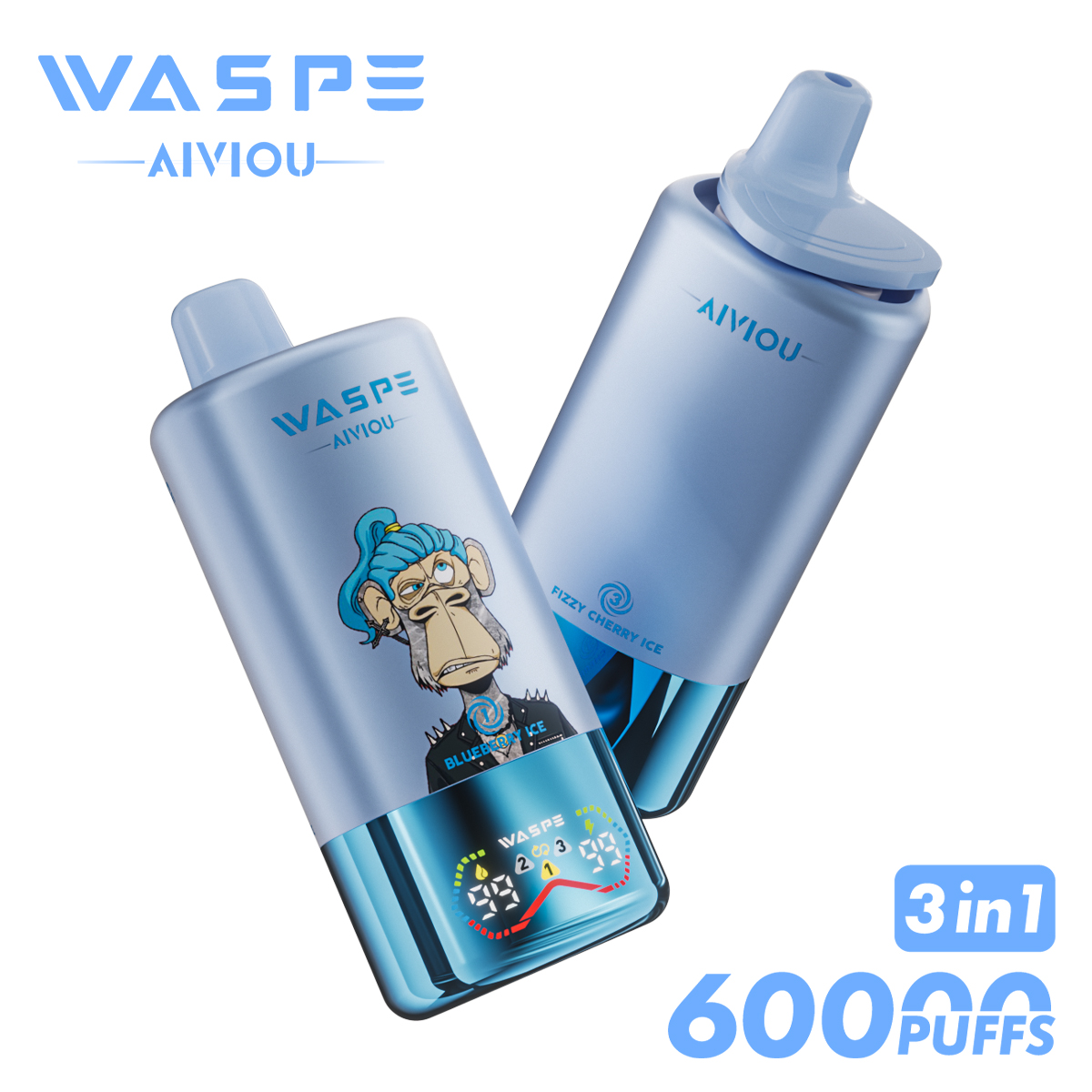 WASPE 3 in 1 60000 PUFFS Triple Flavors LED Screen Display Triple Mesh Coil Disposable Vape - Vapo247