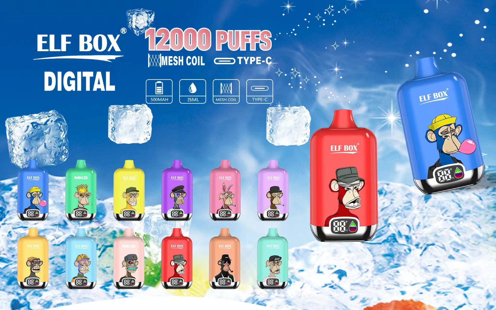 ELF Box Digital 12000 puffs LED display Disposable Vape - Vapo247