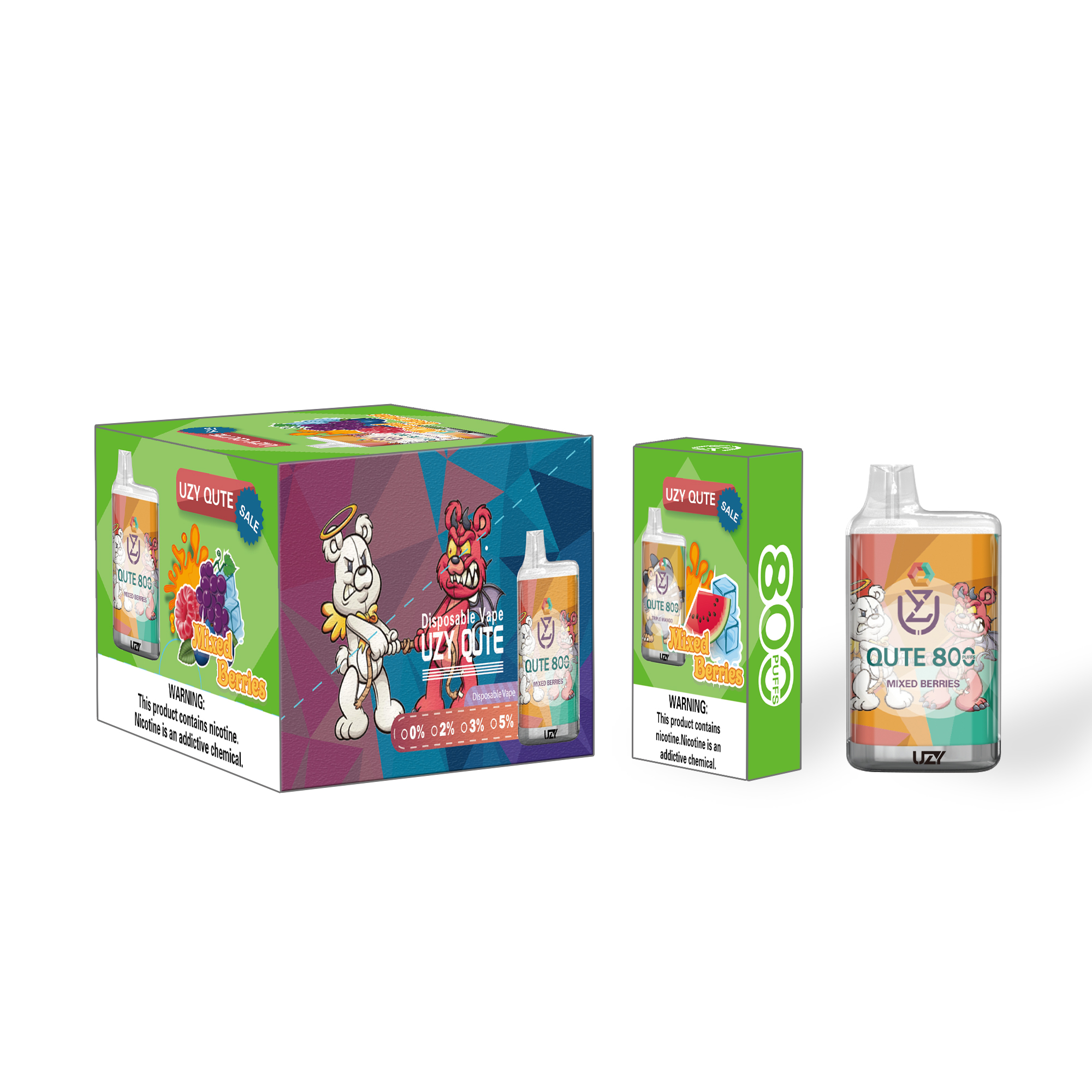 UZY QUTE 800 Puffs Rechargeable Disposable Vape - Vapo247