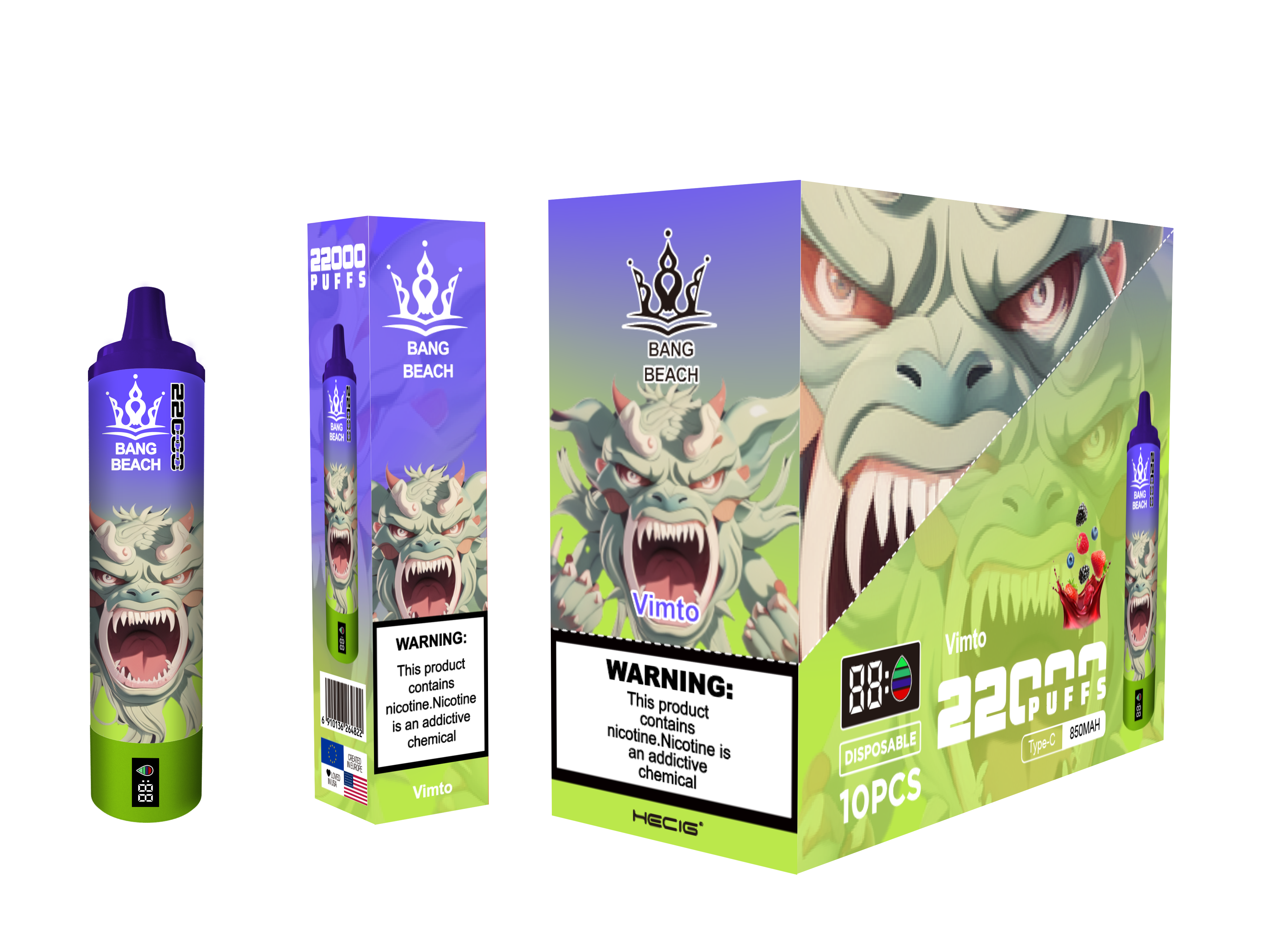 BANG BEACH 22000 Puffs  0%2%5% Nicotine Screen Disposable Vape - Vapo247