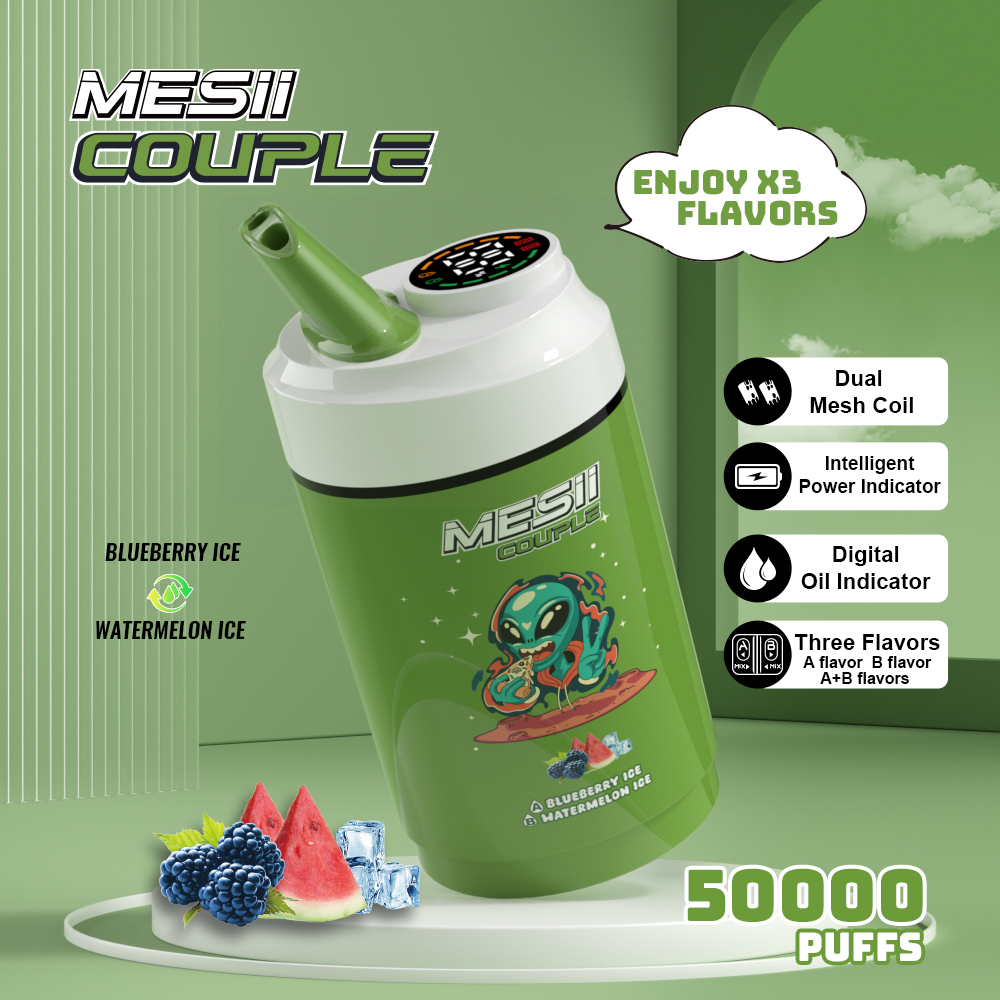 Mesii Couple 50000 Puffs 3-in-1 Flavors LCD Screen Dual mesh coil 20ml liquid Disposable Vape - Vapo247